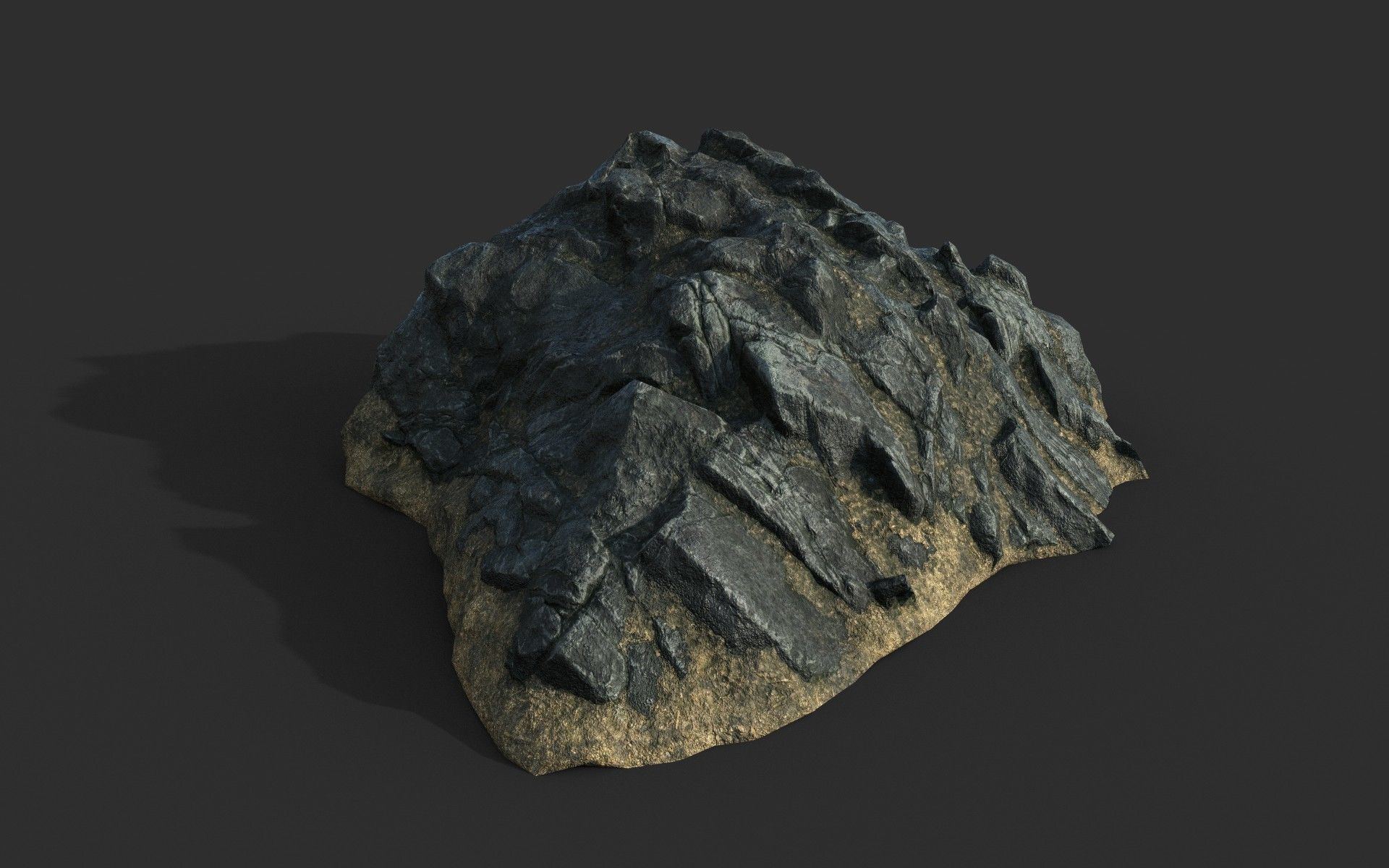 Low poly Black Beach Rock Collection 1 210210 Low-poly 3D model_17
