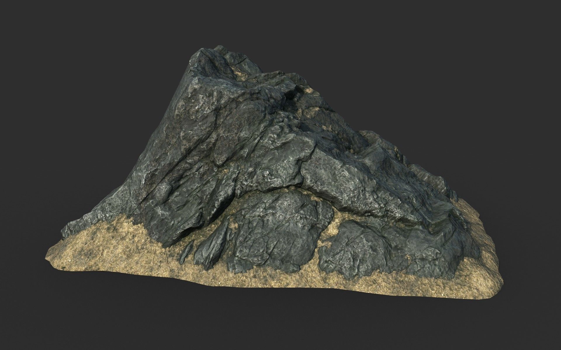 Low poly Black Beach Rock Collection 1 210210 Low-poly 3D model_3