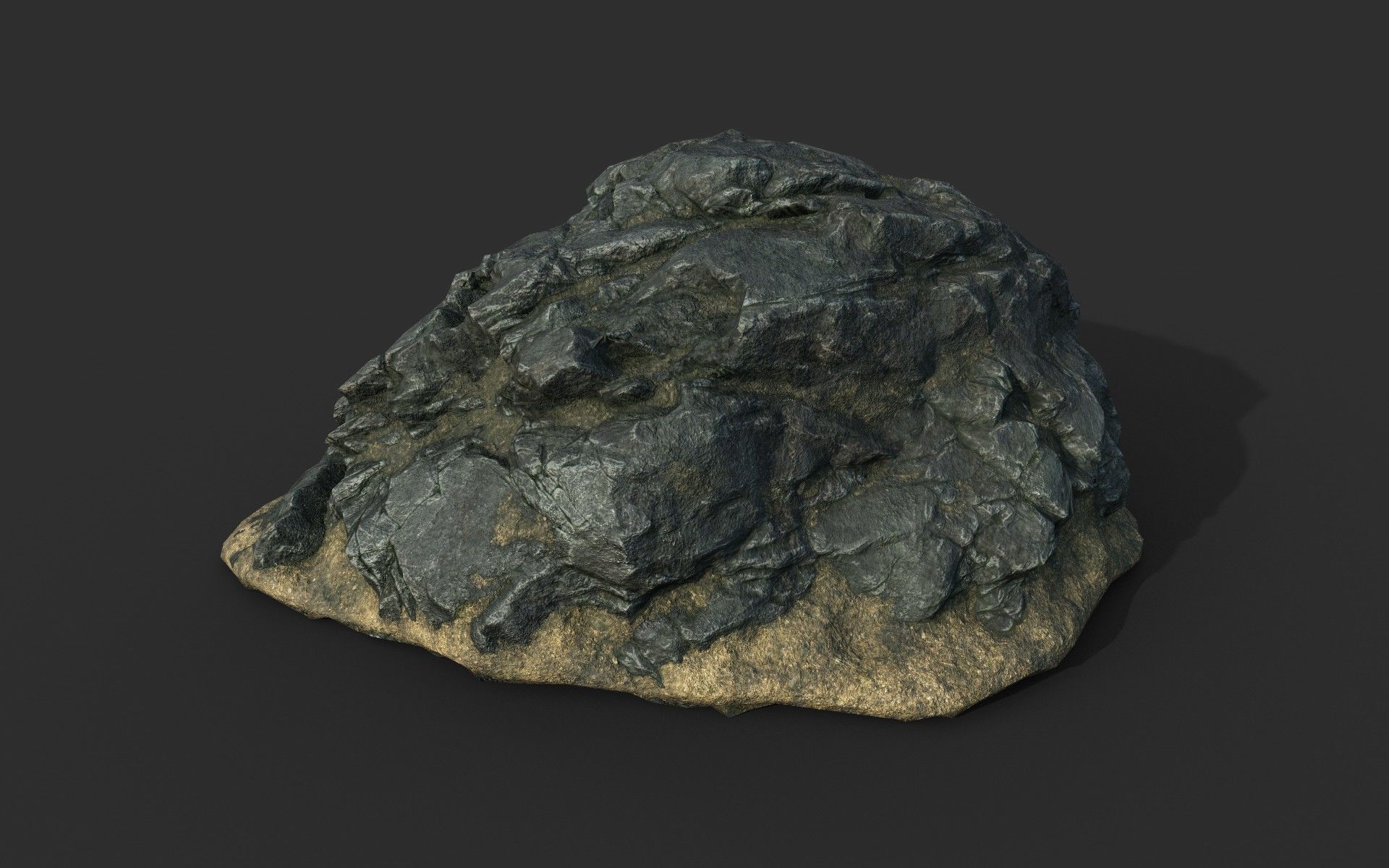 Low poly Black Beach Rock Collection 1 210210 Low-poly 3D model_9