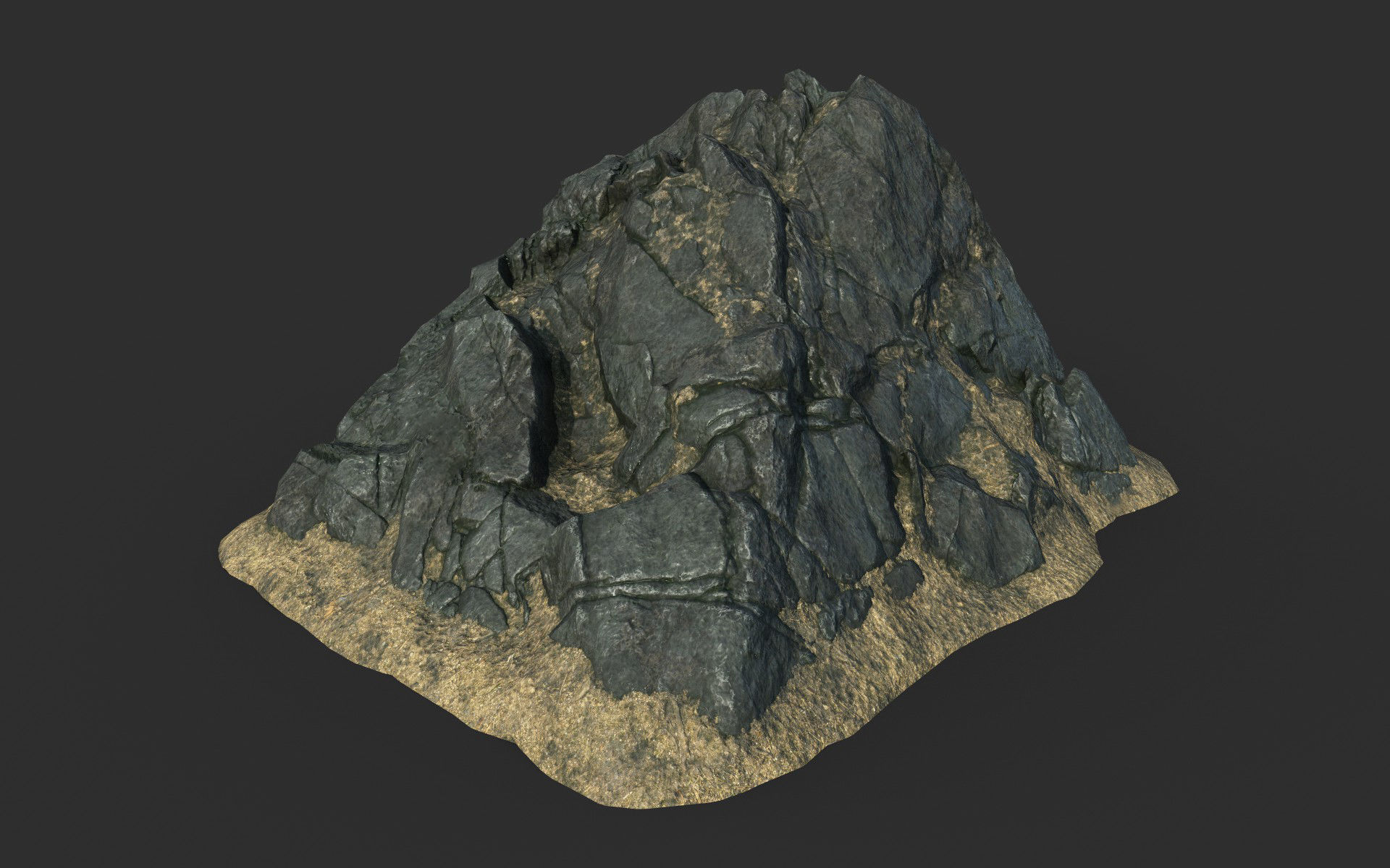Low poly Black Beach Rock Collection 1 210210 Low-poly 3D model_2