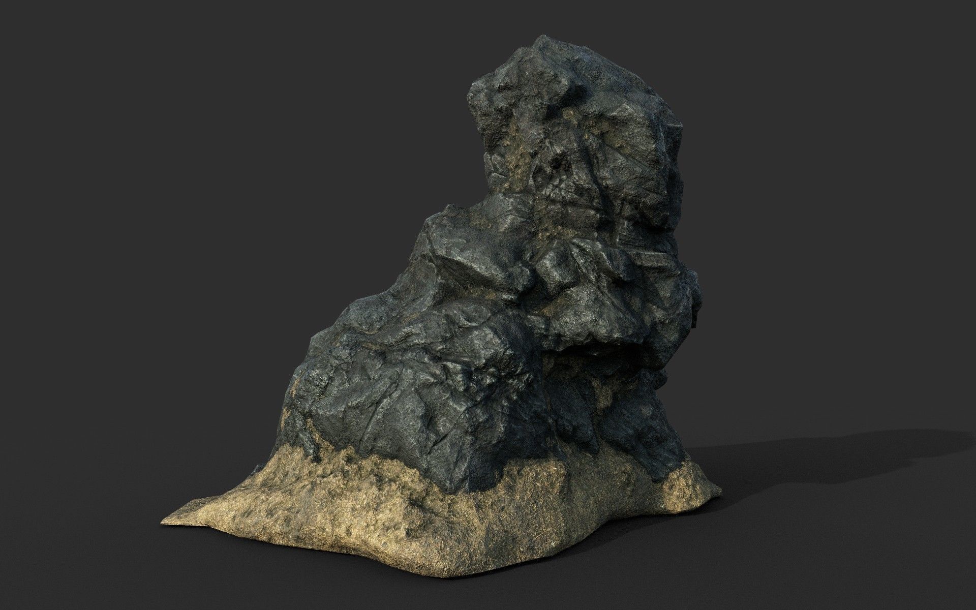 Low poly Black Beach Rock Collection 1 210210 Low-poly 3D model_47