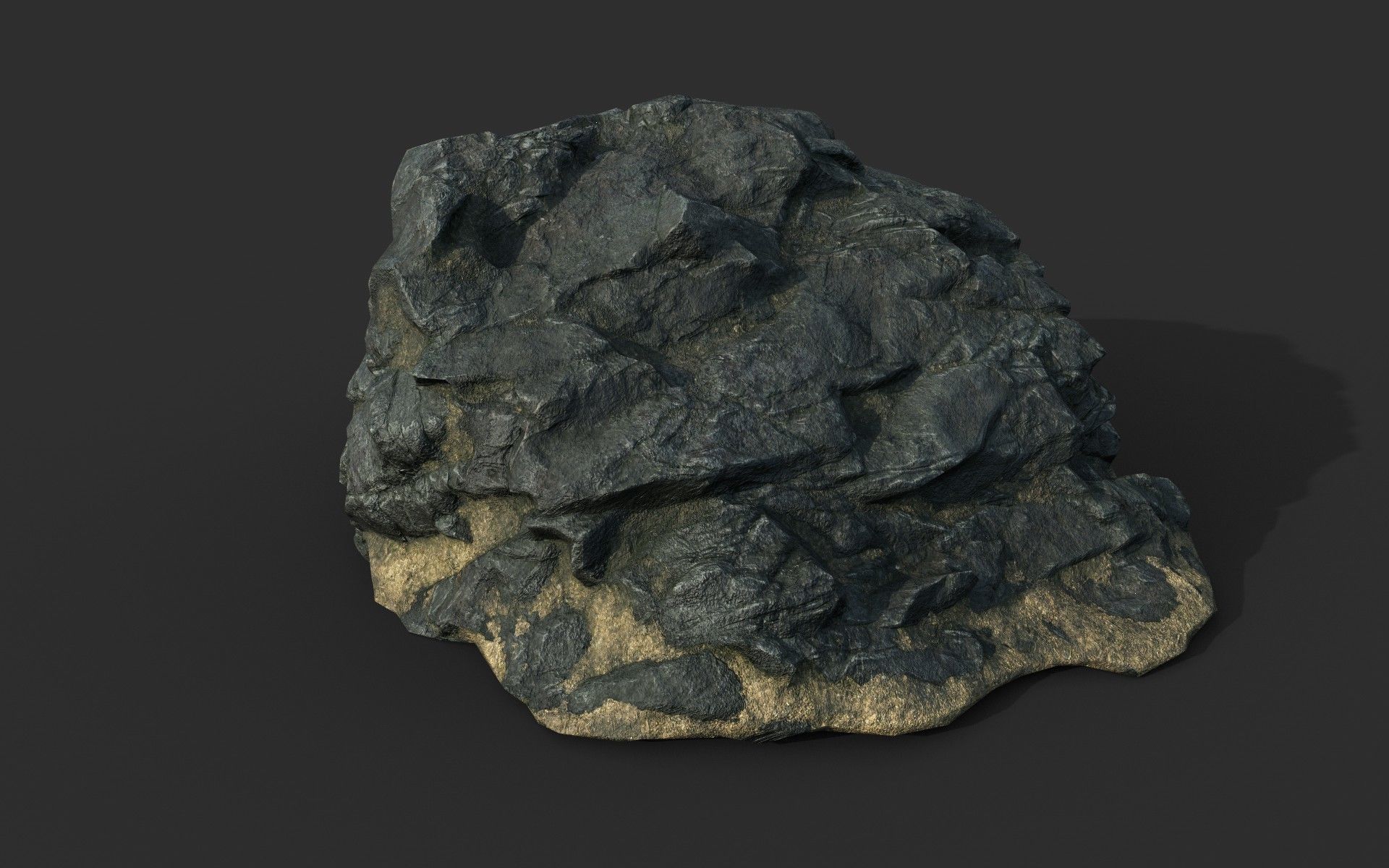 Low poly Black Beach Rock Collection 1 210210 Low-poly 3D model_7