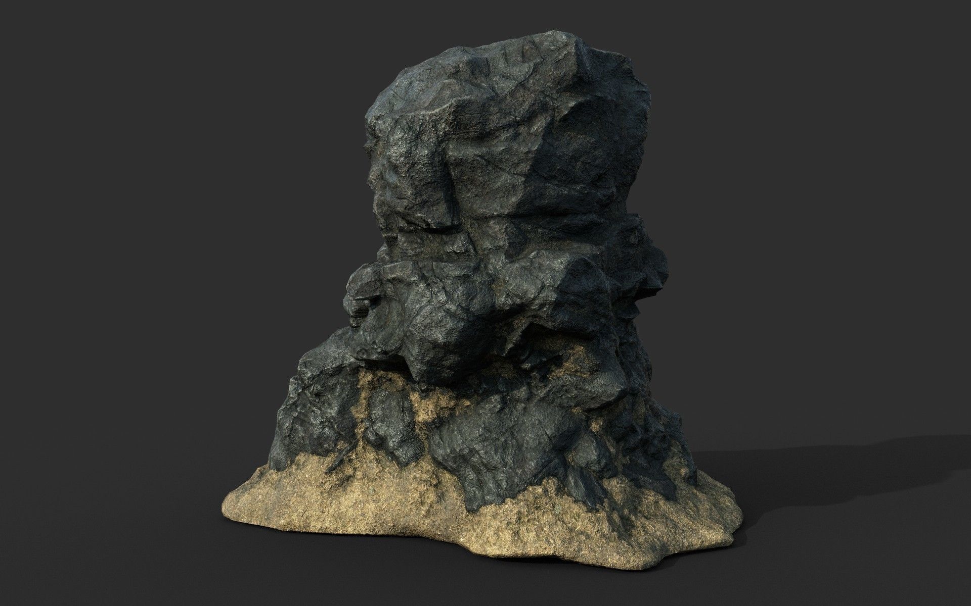 Low poly Black Beach Rock Collection 1 210210 Low-poly 3D model_48