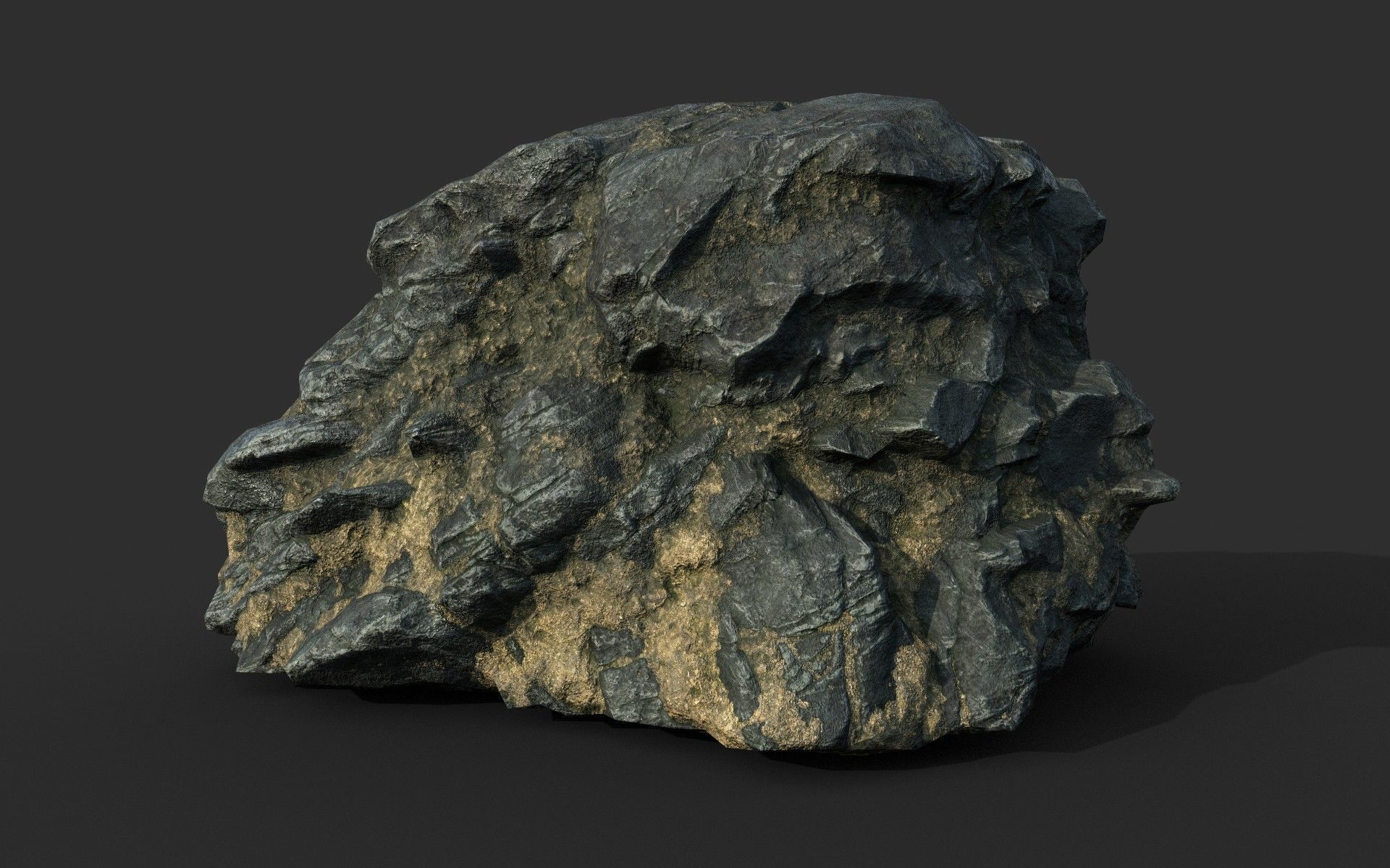 Low poly Black Beach Rock Collection 1 210210 Low-poly 3D model_24