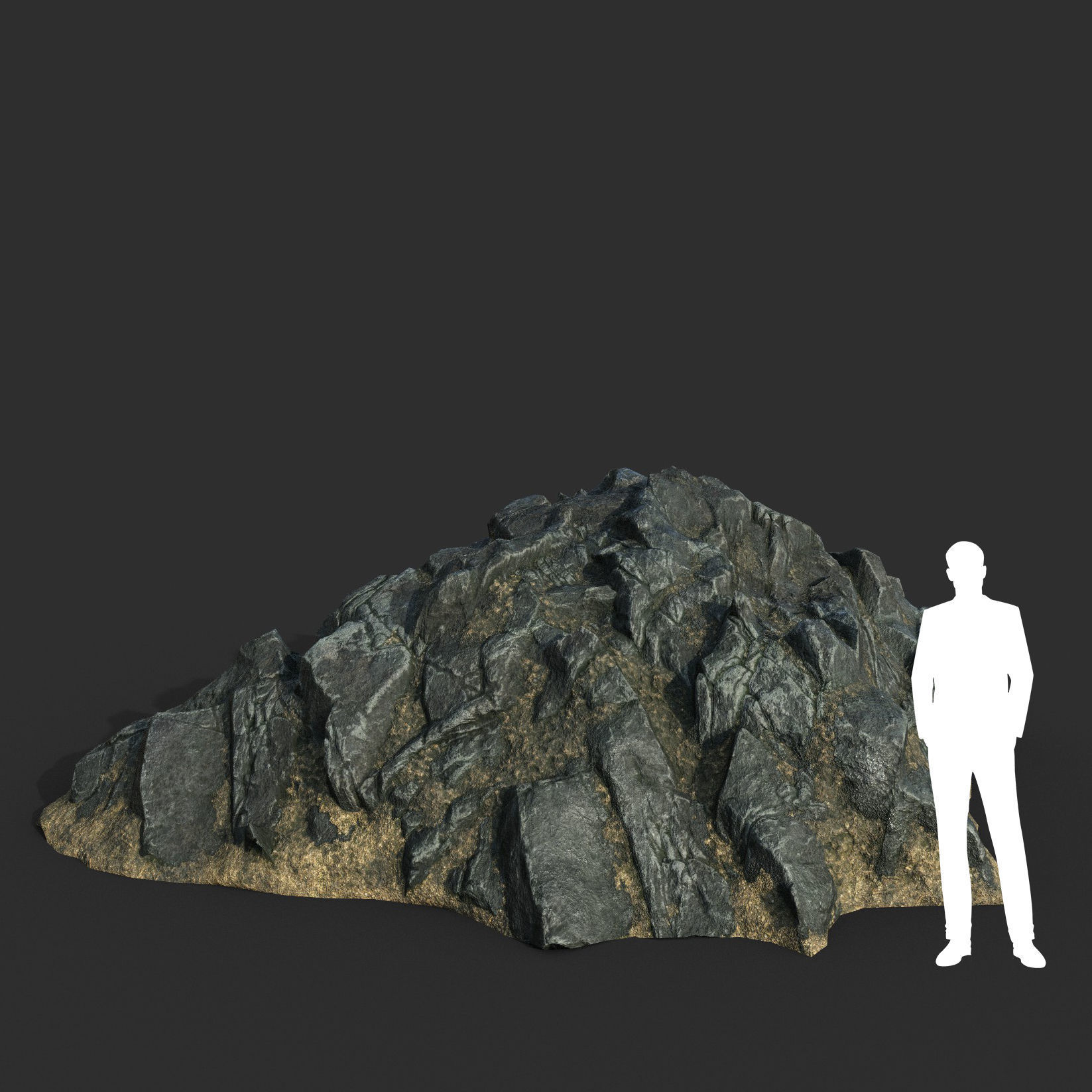 Low poly Black Beach Rock Collection 1 210210 Low-poly 3D model_16