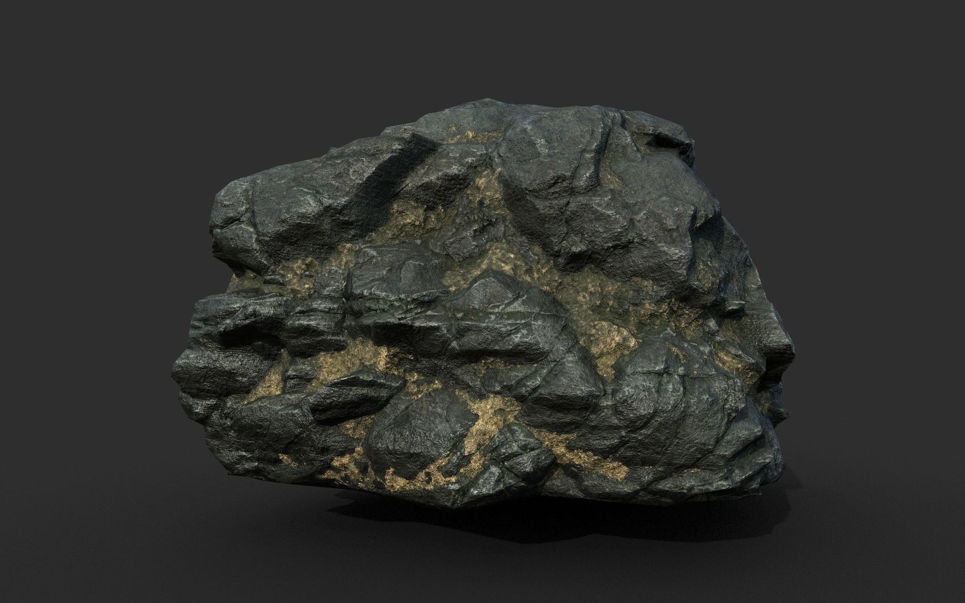 Low poly Black Beach Rock Collection 1 210210 Low-poly 3D model_28