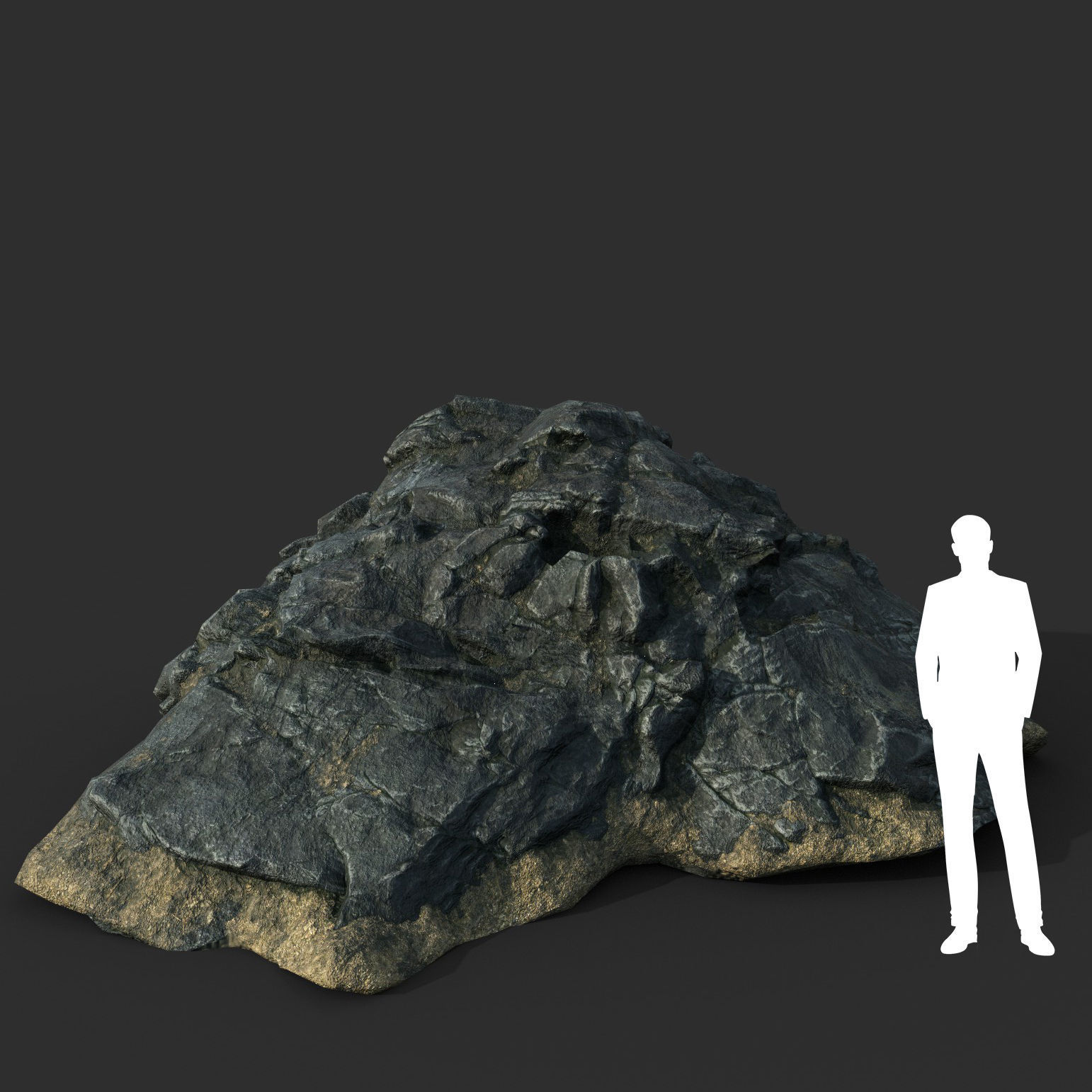 Low poly Black Beach Rock Collection 1 210210 Low-poly 3D model_11