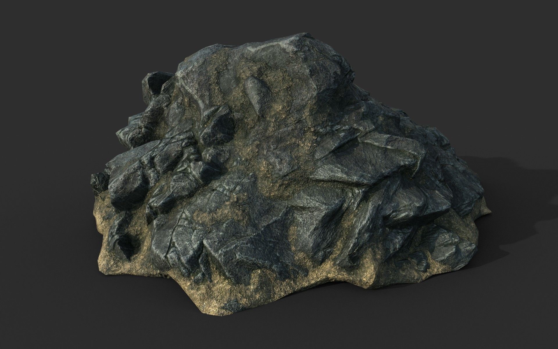 Low poly Black Beach Rock Collection 1 210210 Low-poly 3D model_13