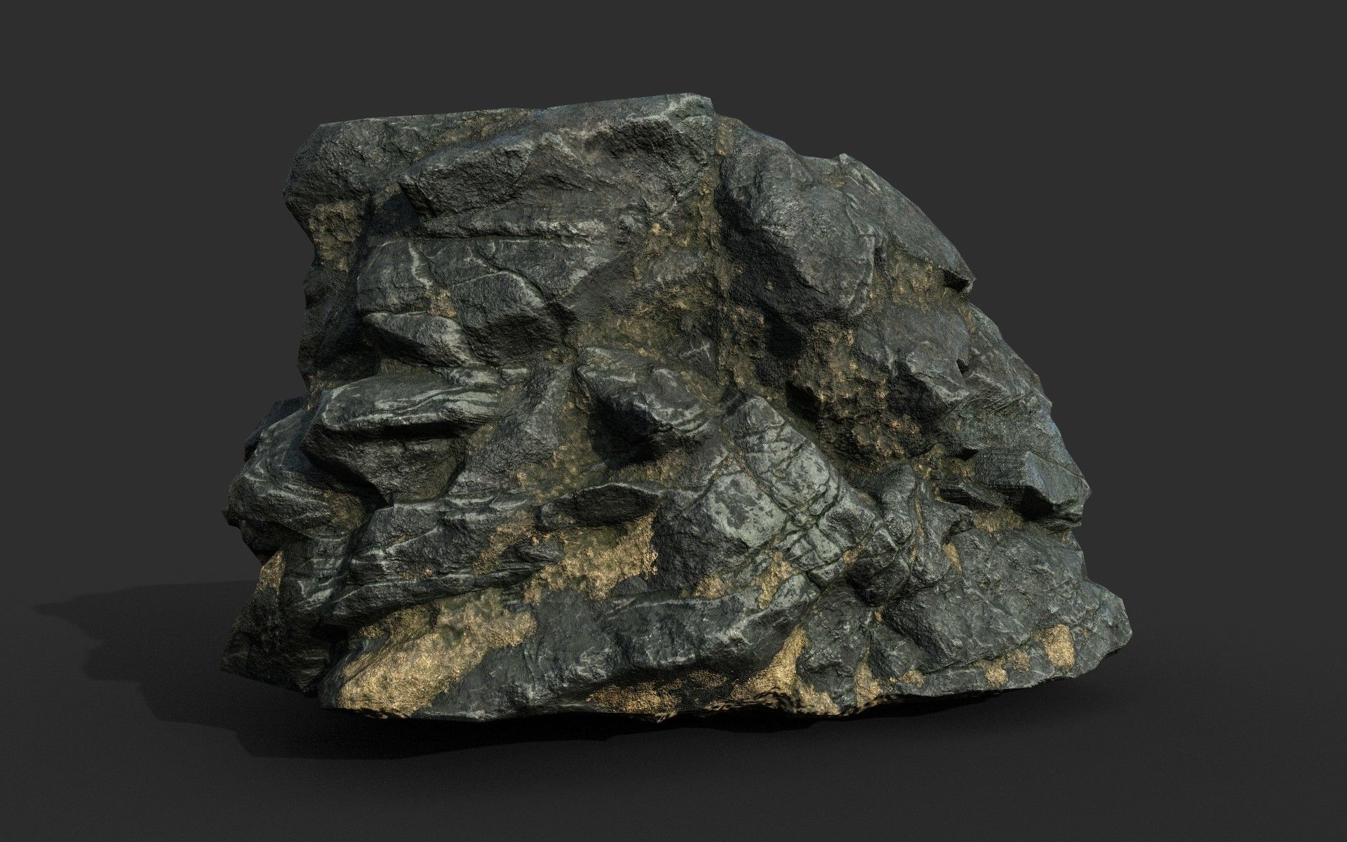 Low poly Black Beach Rock Collection 1 210210 Low-poly 3D model_23
