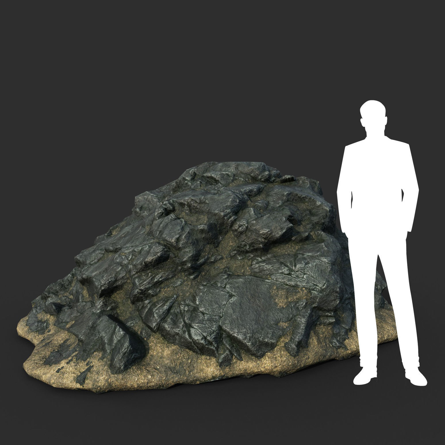 Low poly Black Beach Rock Collection 1 210210 Low-poly 3D model_6