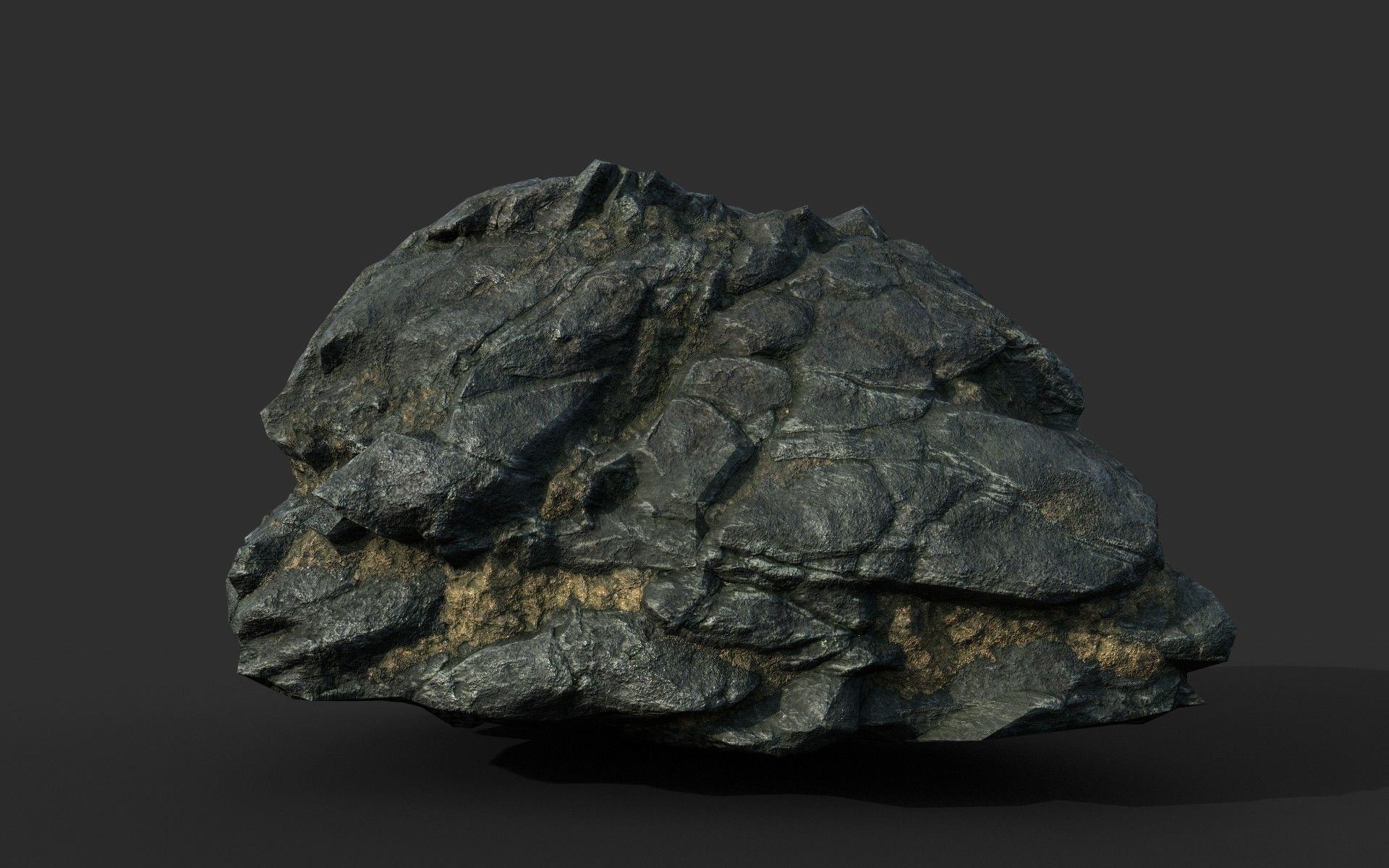 Low poly Black Beach Rock Collection 1 210210 Low-poly 3D model_29
