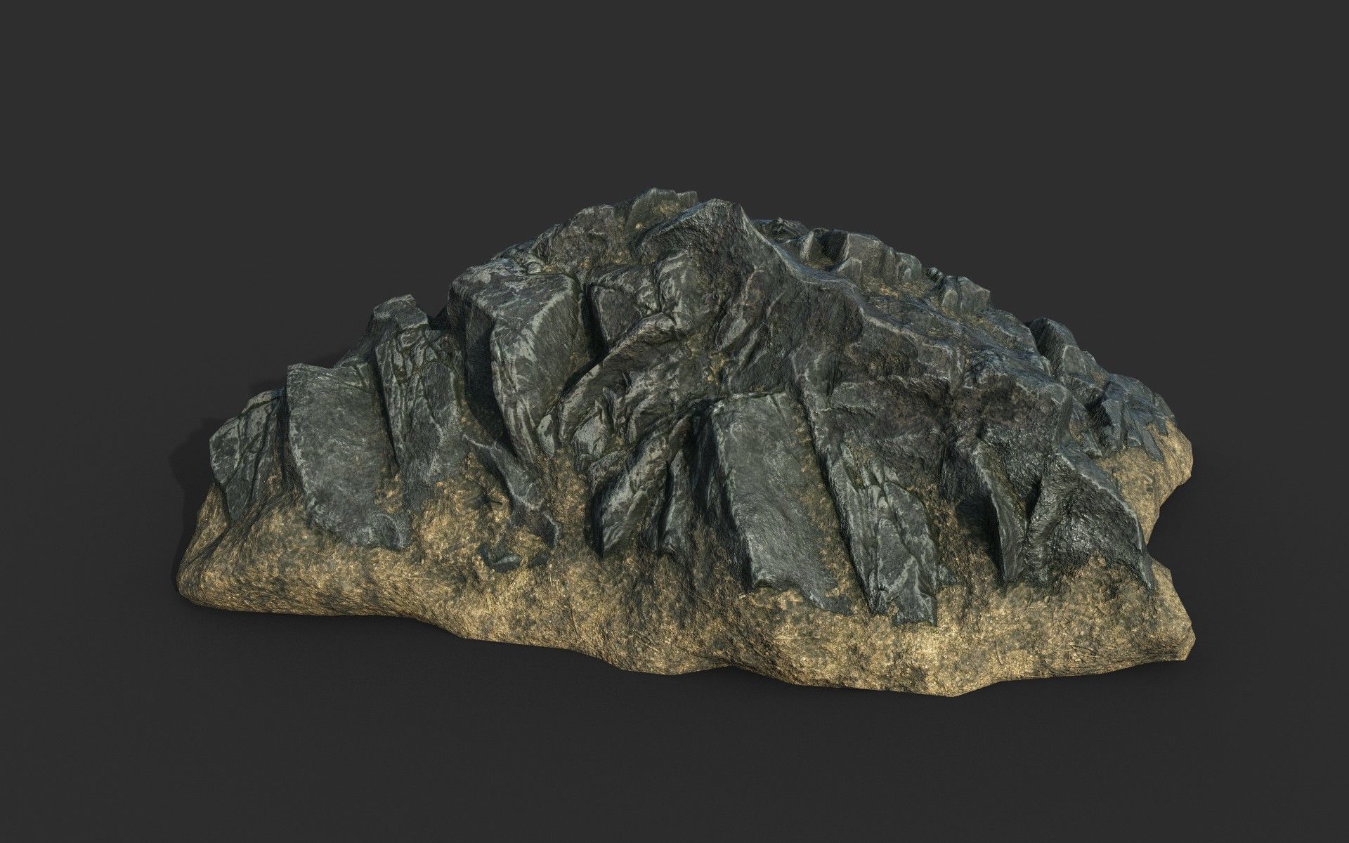Low poly Black Beach Rock Collection 1 210210 Low-poly 3D model_19