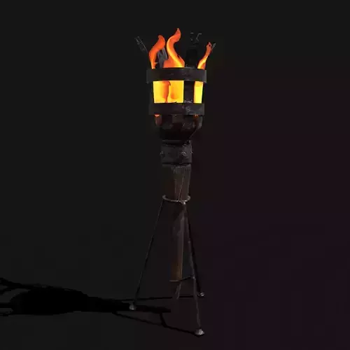Medieval Standing Torch Low-poly 3D model