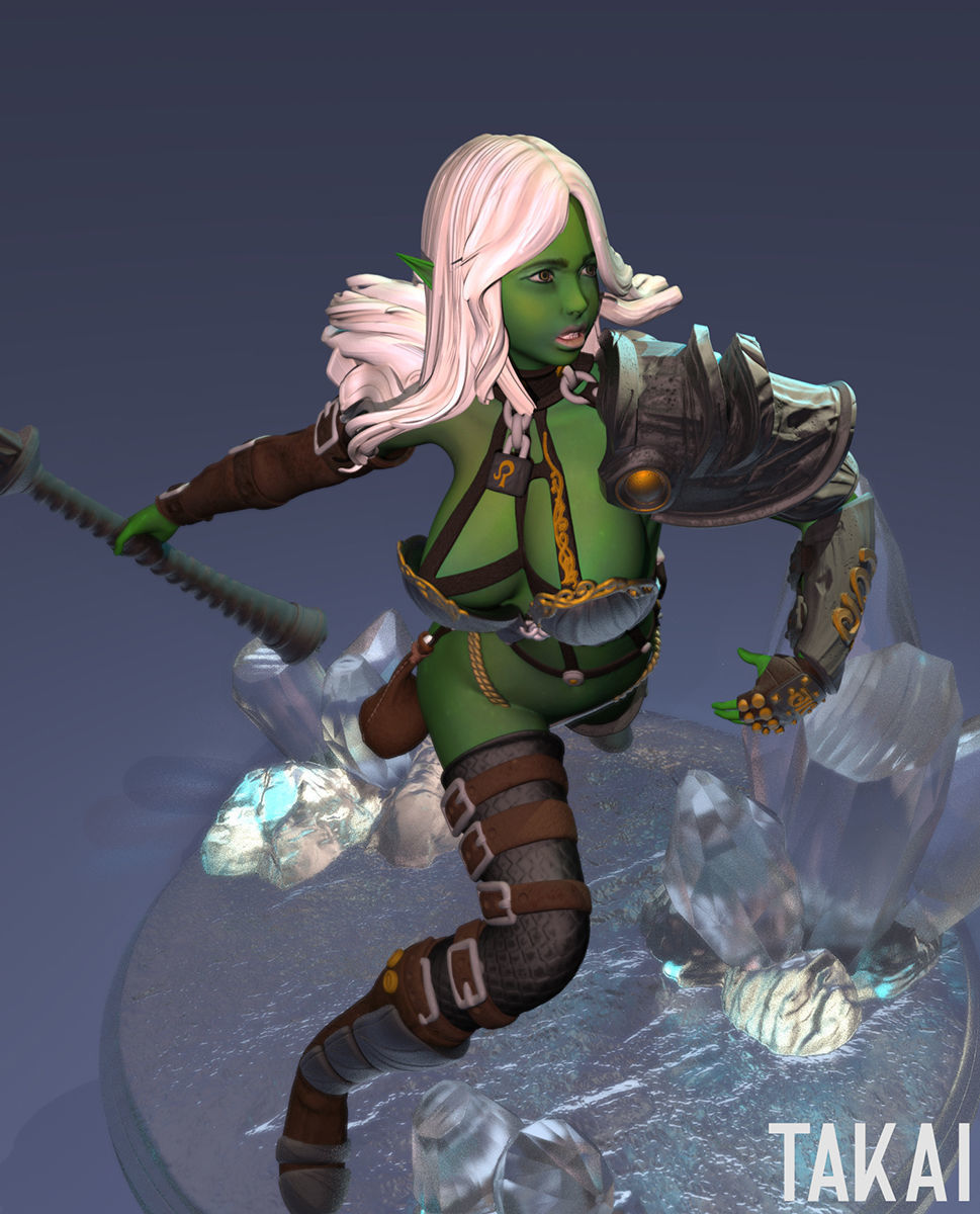 Fantasy 3D Print Pin Up Figurine - Mistress Army Berserker 3D print model_2