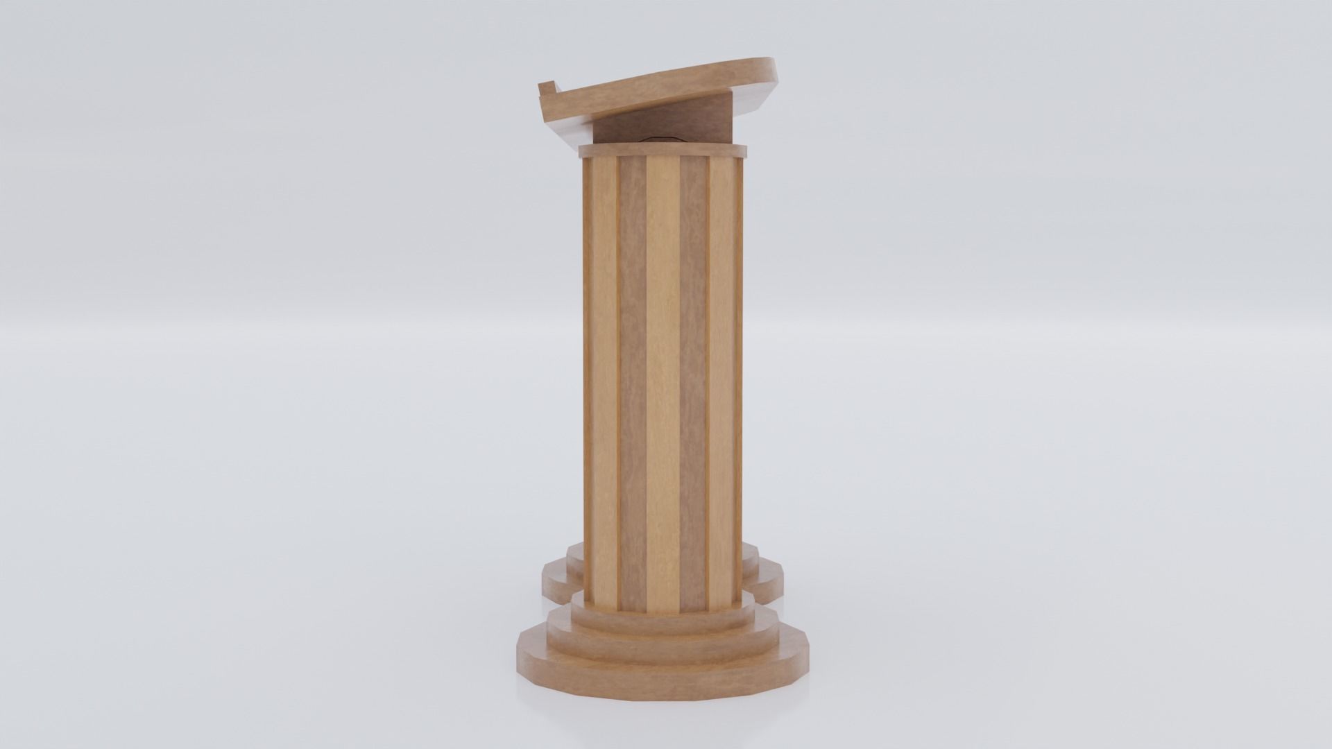 Wooden pulpit rounded corners Low-poly 3D model_4