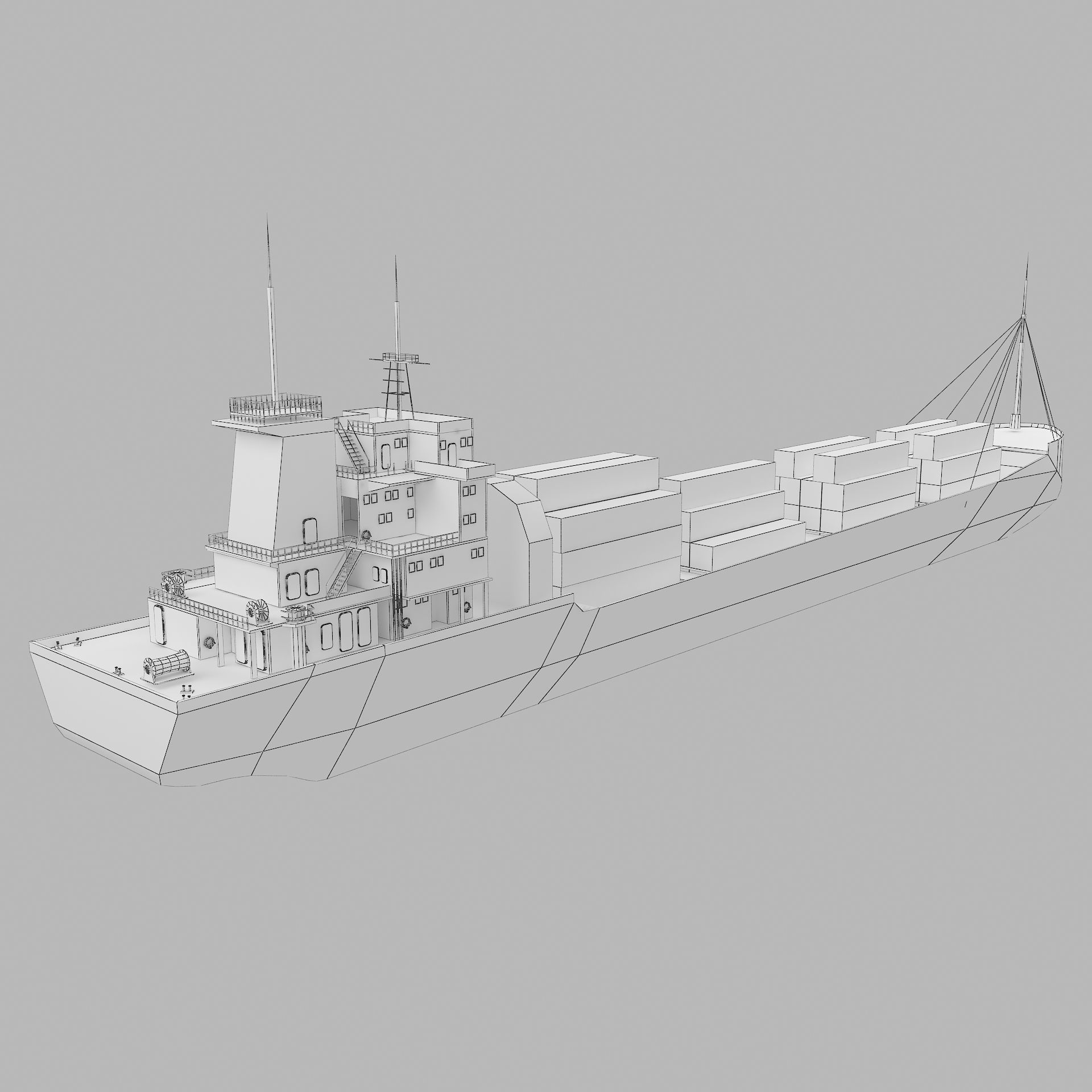 ship low poly container Low-poly 3D model_3