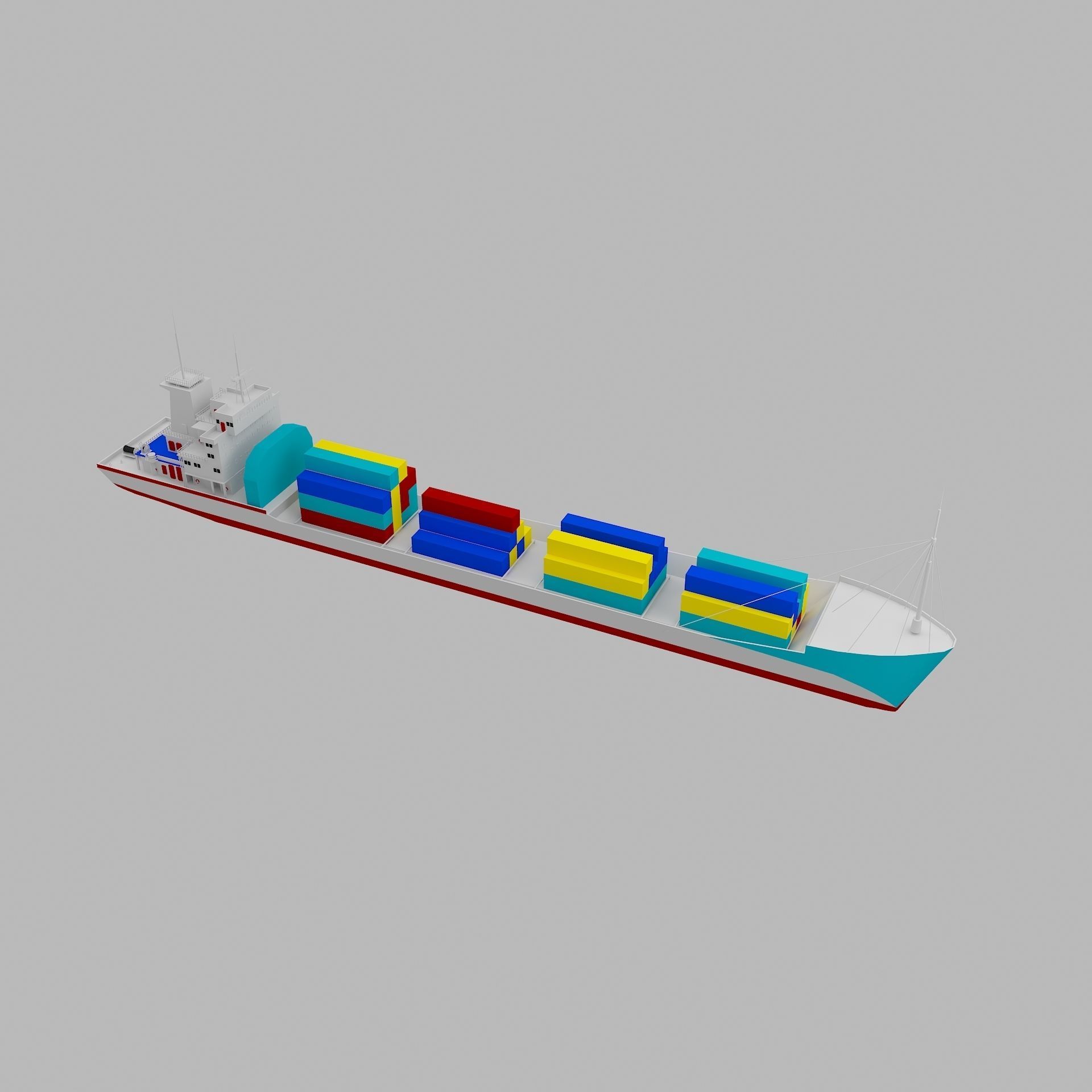 ship low poly container Low-poly 3D model_6