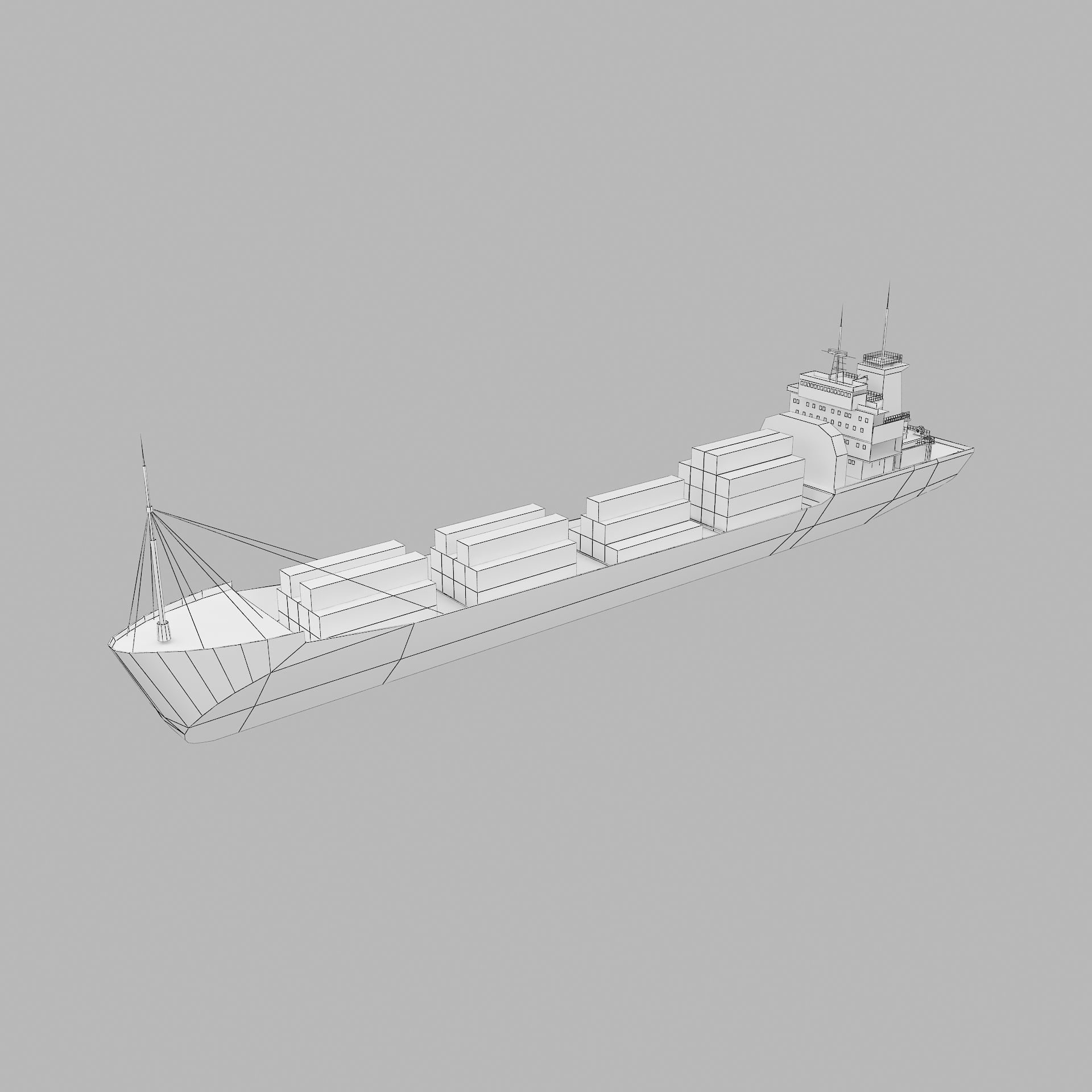 ship low poly container Low-poly 3D model_9