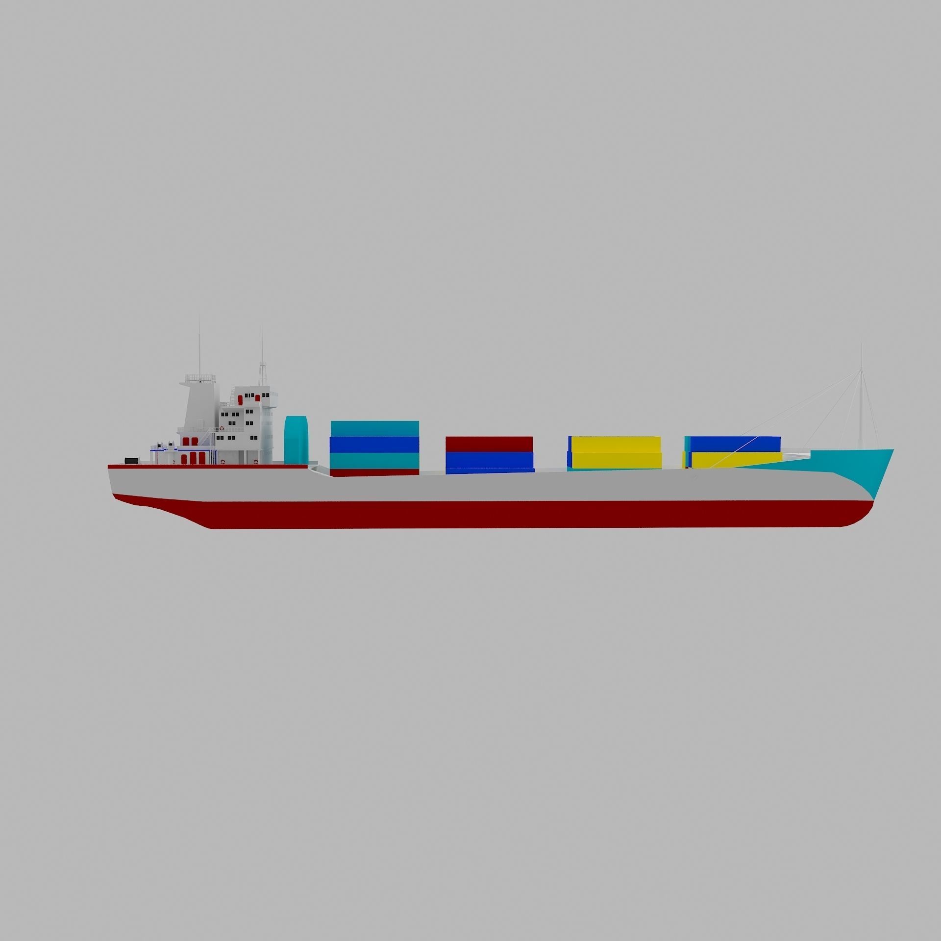 ship low poly container Low-poly 3D model_4
