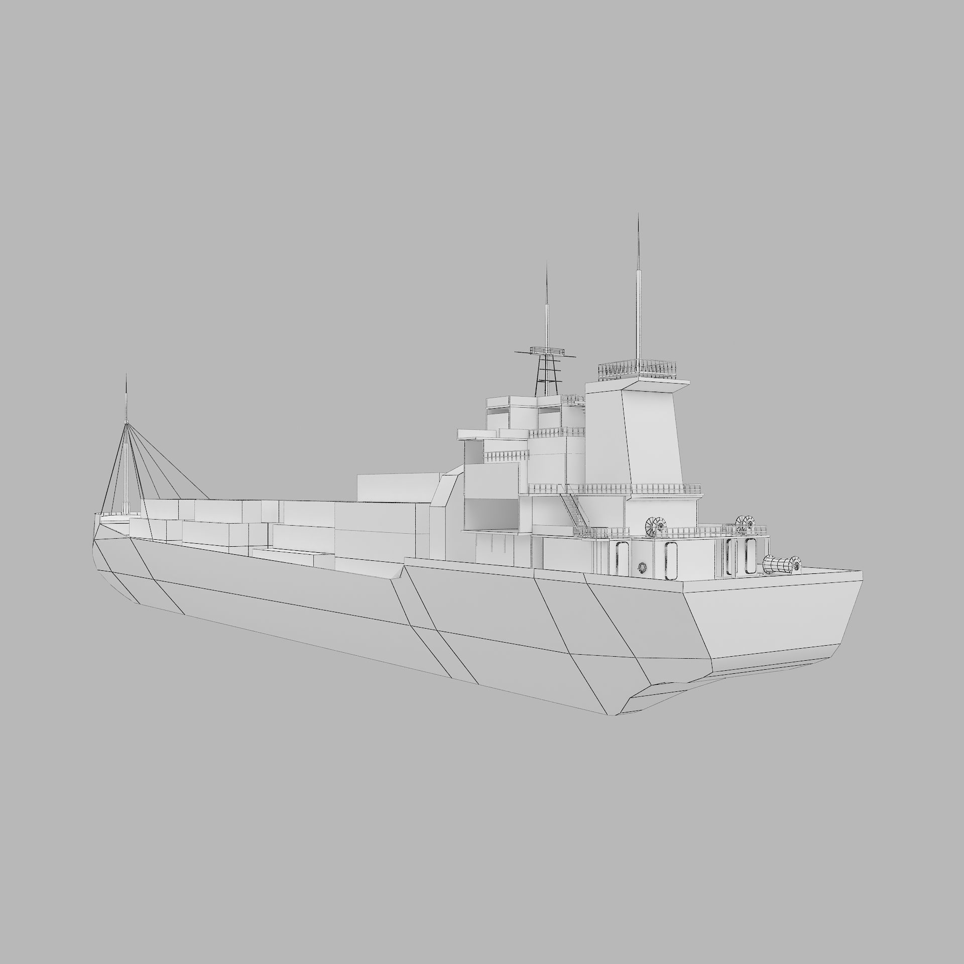 ship low poly container Low-poly 3D model_5
