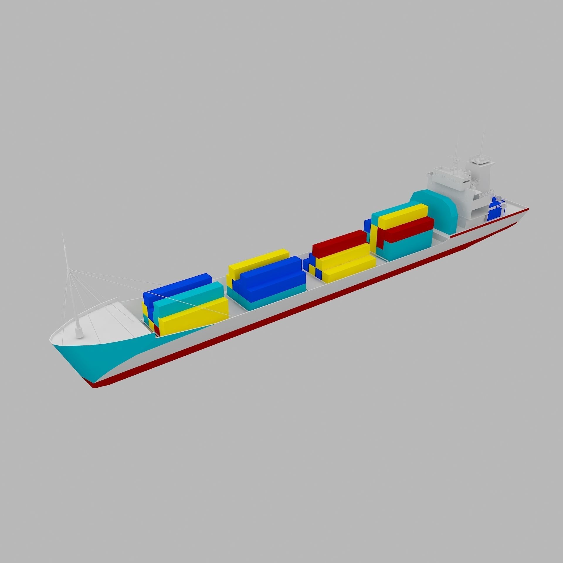 ship low poly container Low-poly 3D model_8