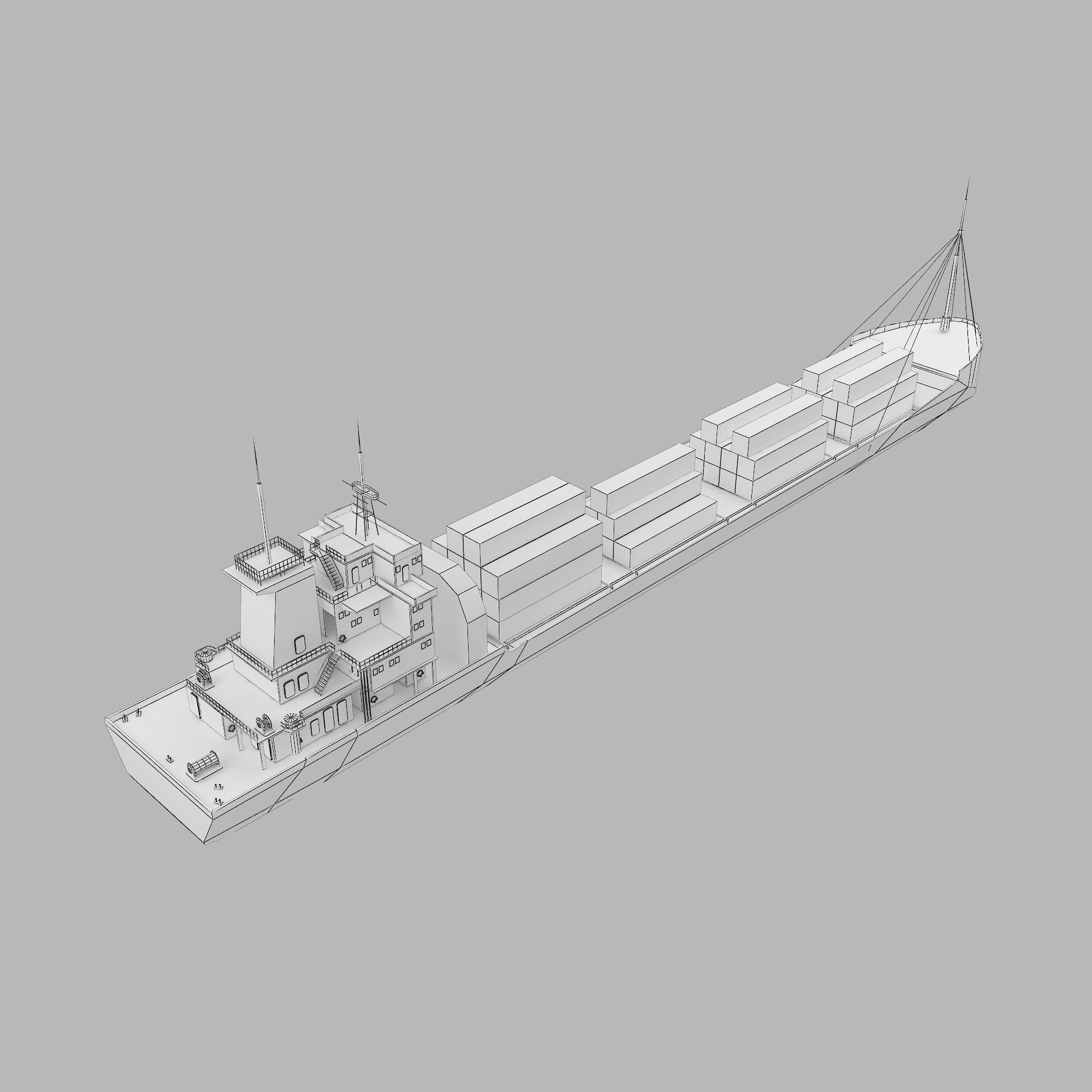 ship low poly container Low-poly 3D model_1