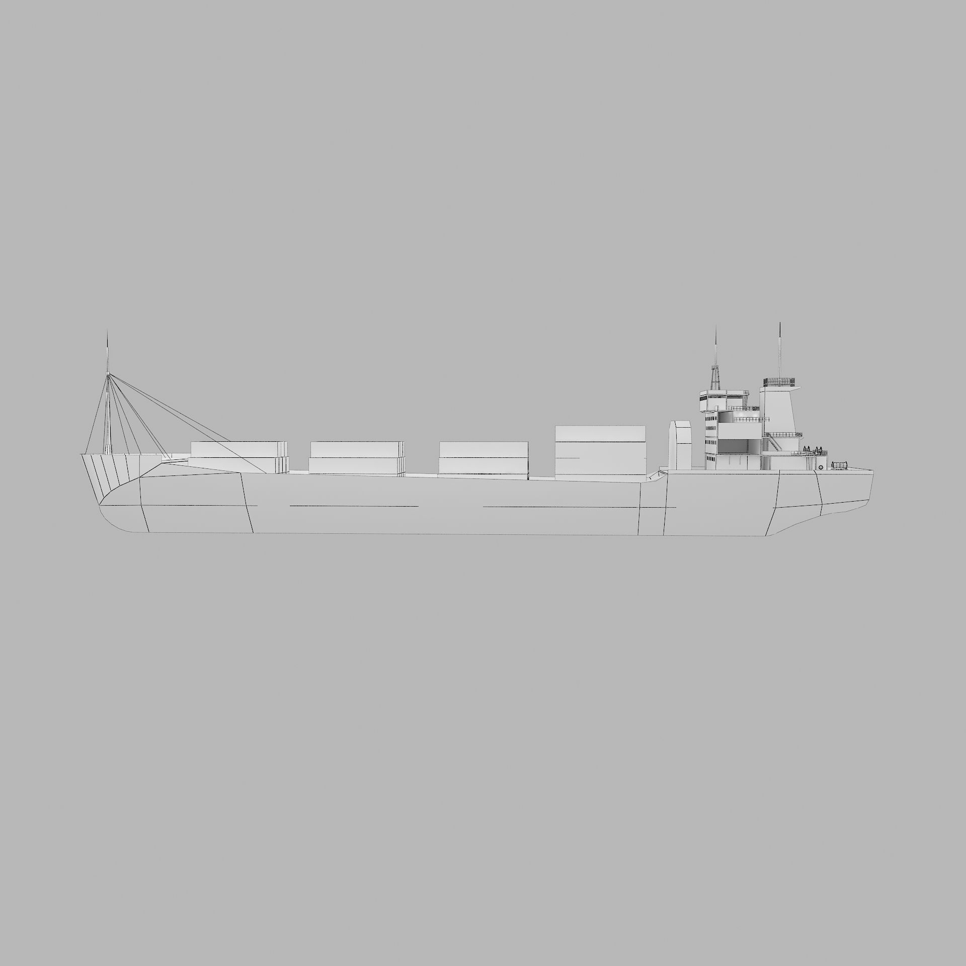 ship low poly container Low-poly 3D model_7