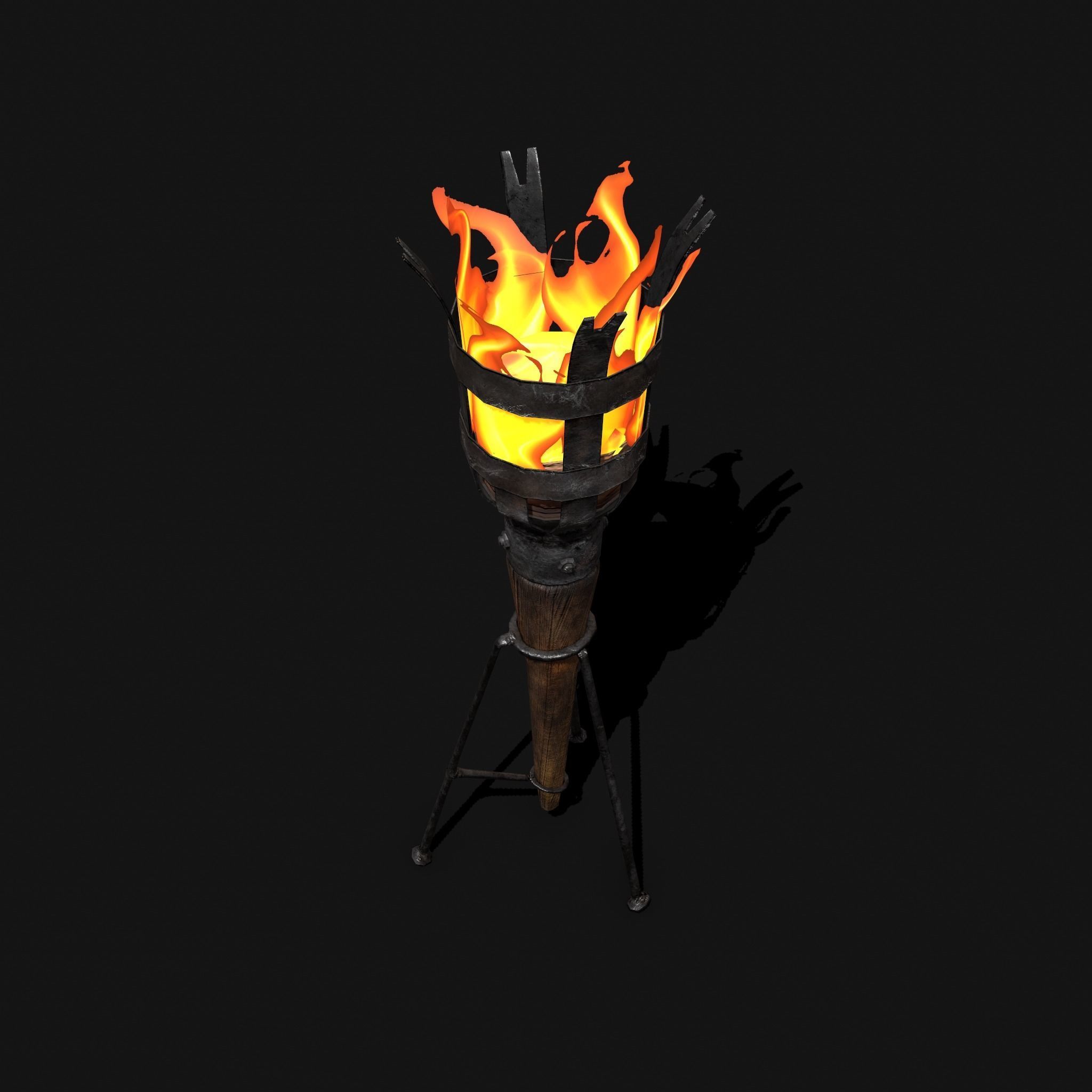 Medieval Wall and Standing Torches 3D Model Collection_42