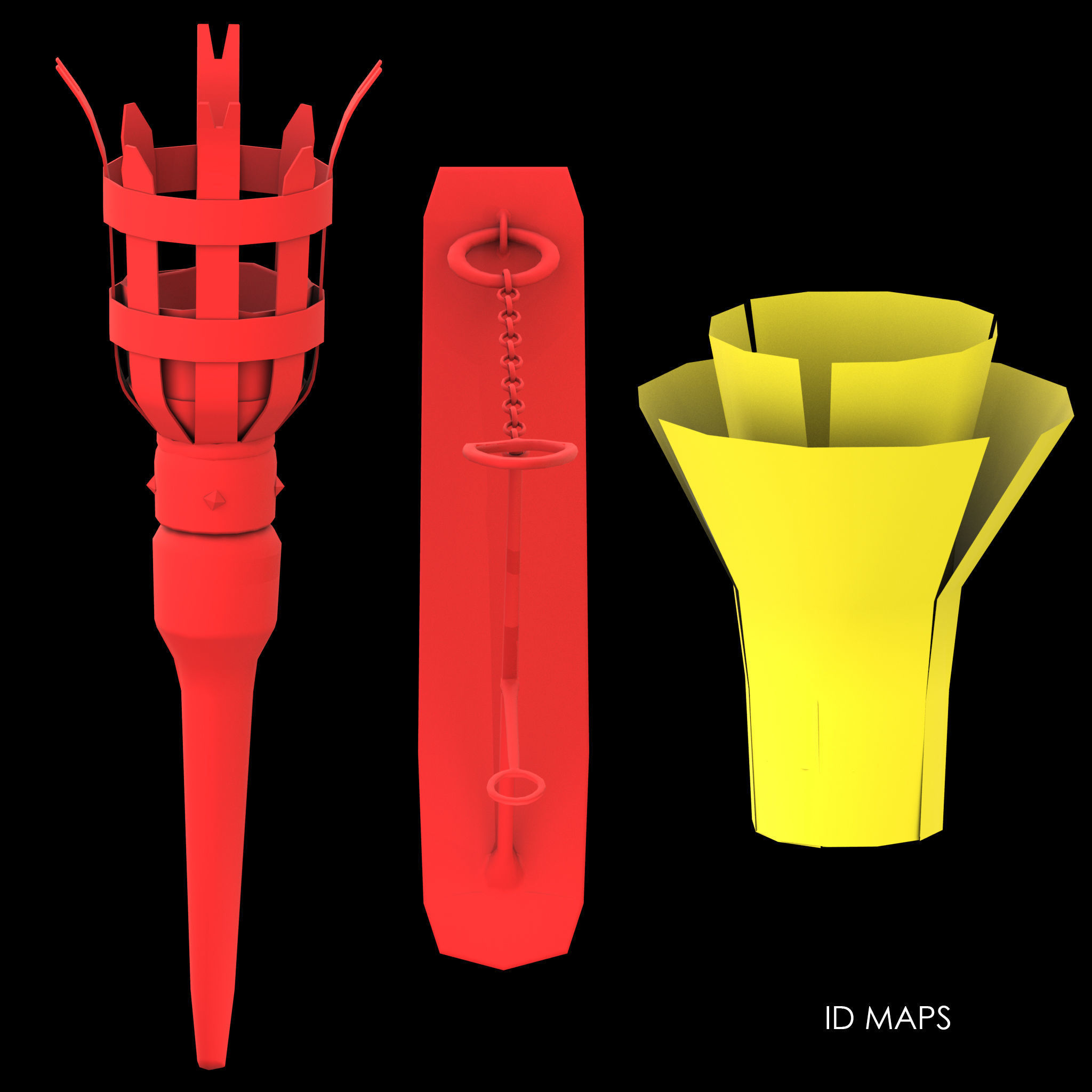 Medieval Wall and Standing Torches 3D Model Collection_25