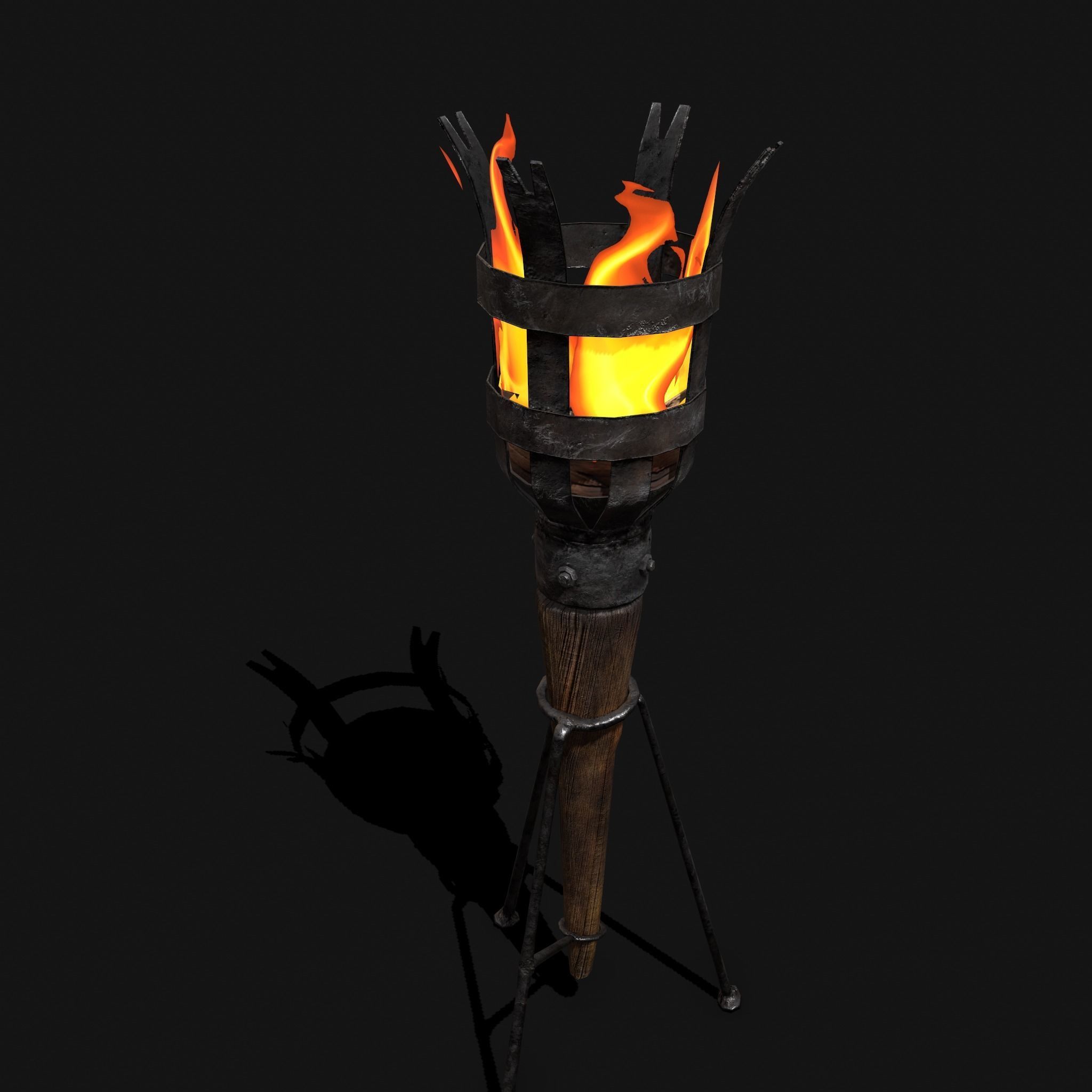 Medieval Wall and Standing Torches 3D Model Collection_41