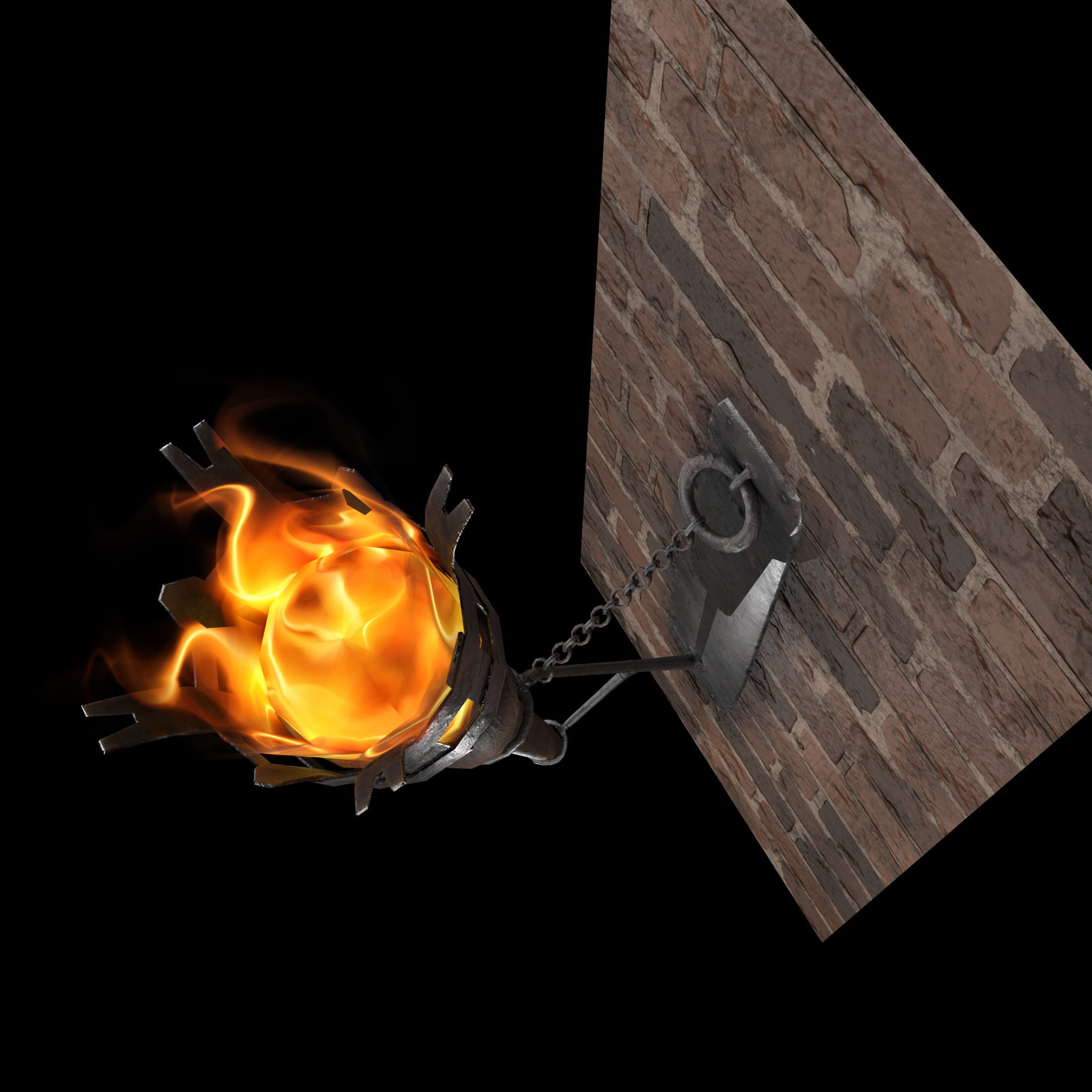 Medieval Wall and Standing Torches 3D Model Collection_28