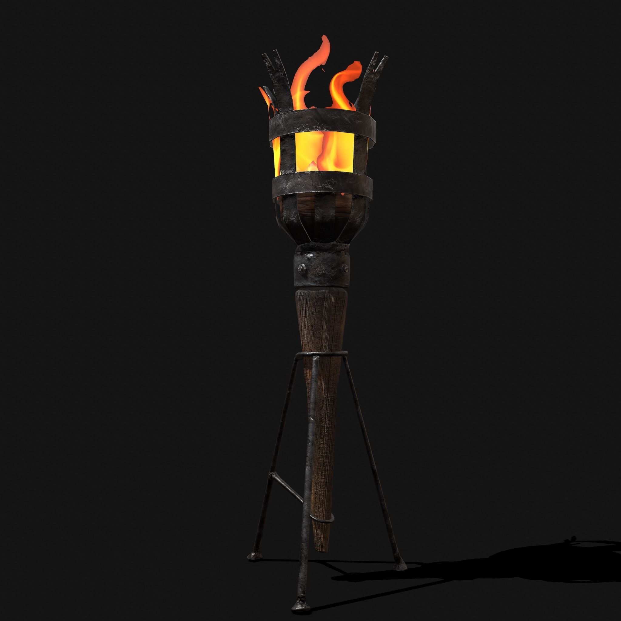 Medieval Wall and Standing Torches 3D Model Collection_37