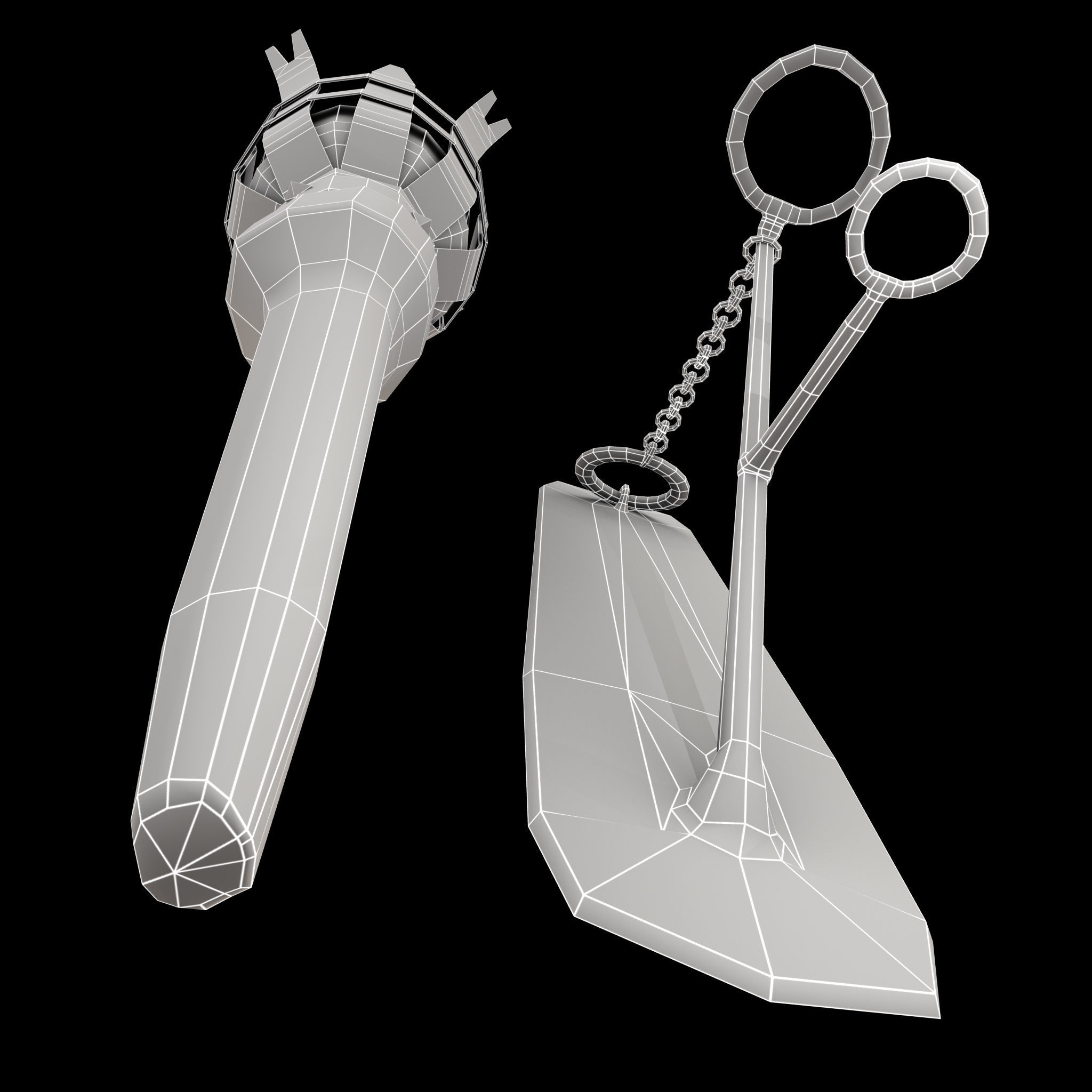 Medieval Wall and Standing Torches 3D Model Collection_21