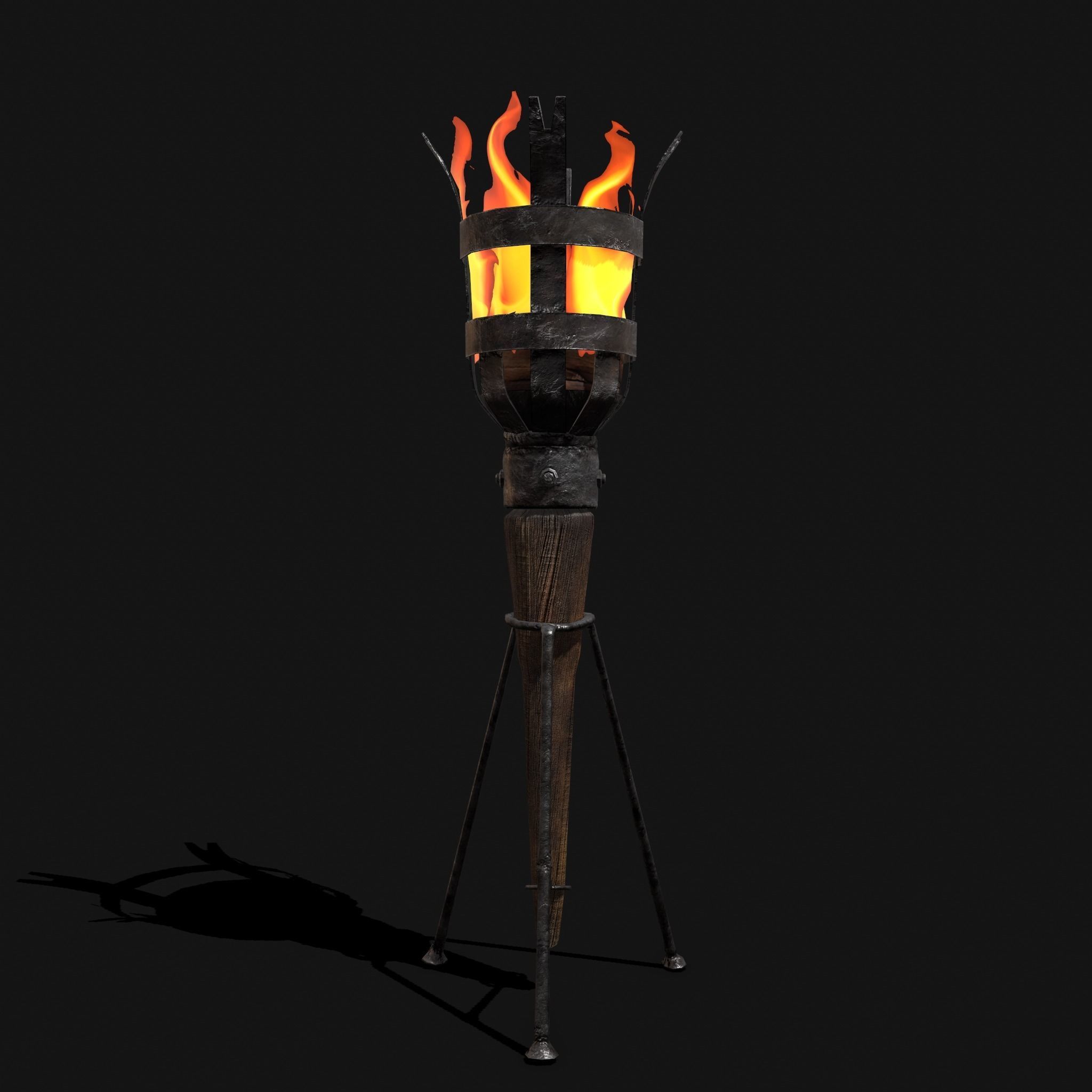 Medieval Wall and Standing Torches 3D Model Collection_38