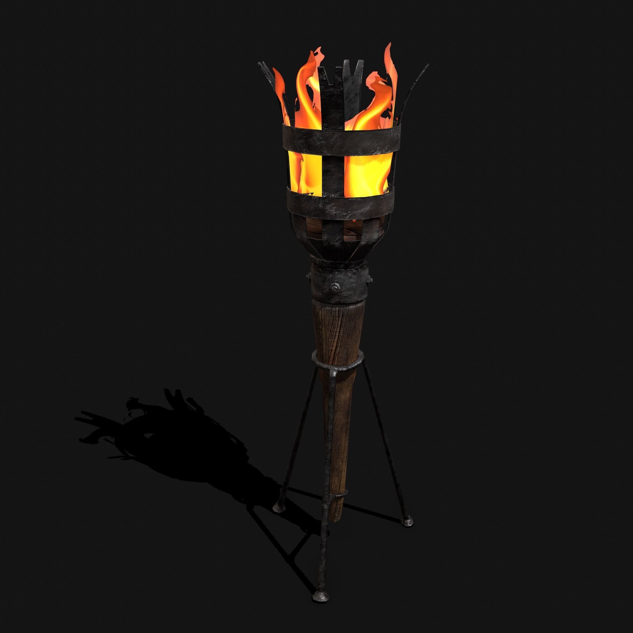 Medieval Wall and Standing Torches 3D Model Collection_40
