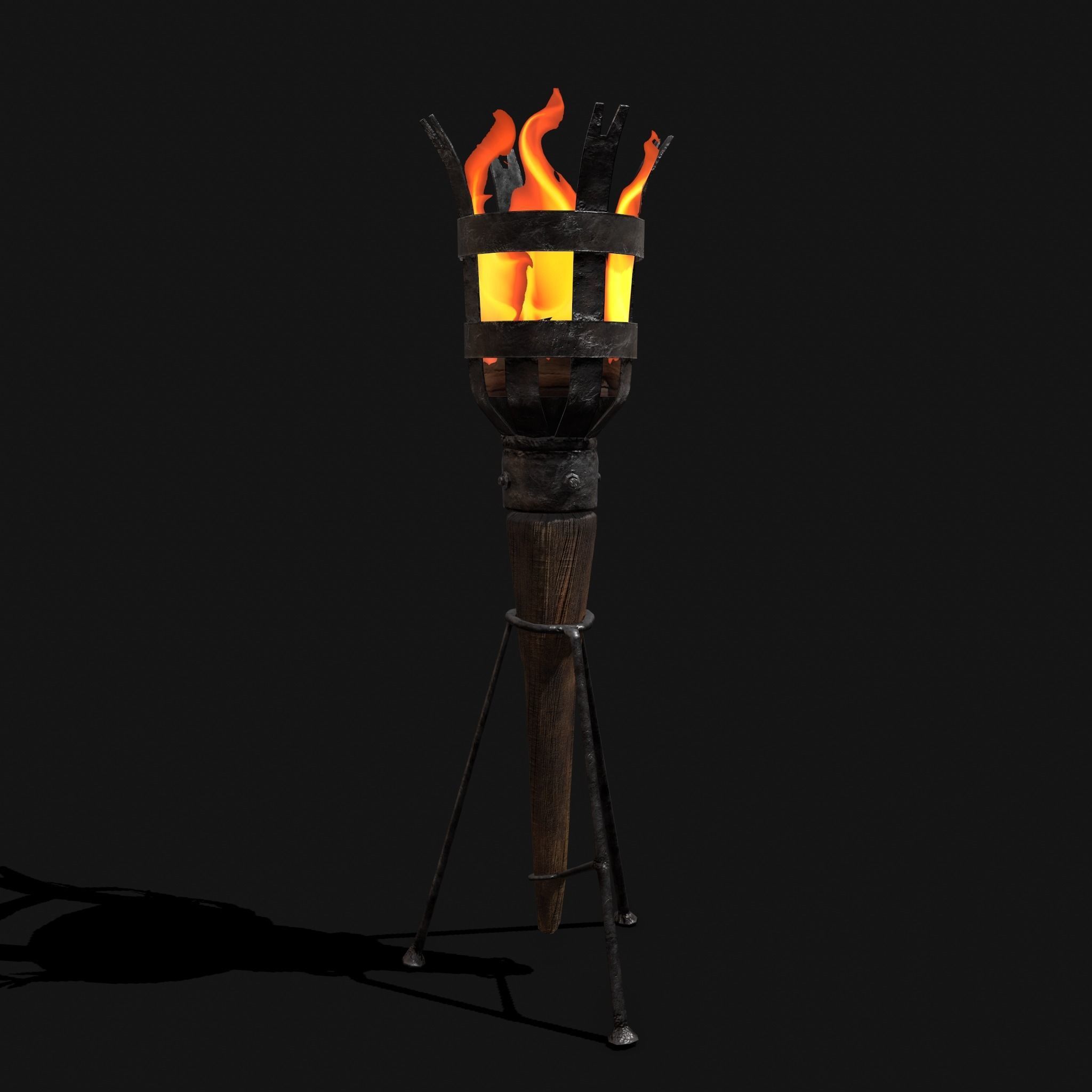 Medieval Wall and Standing Torches 3D Model Collection_39