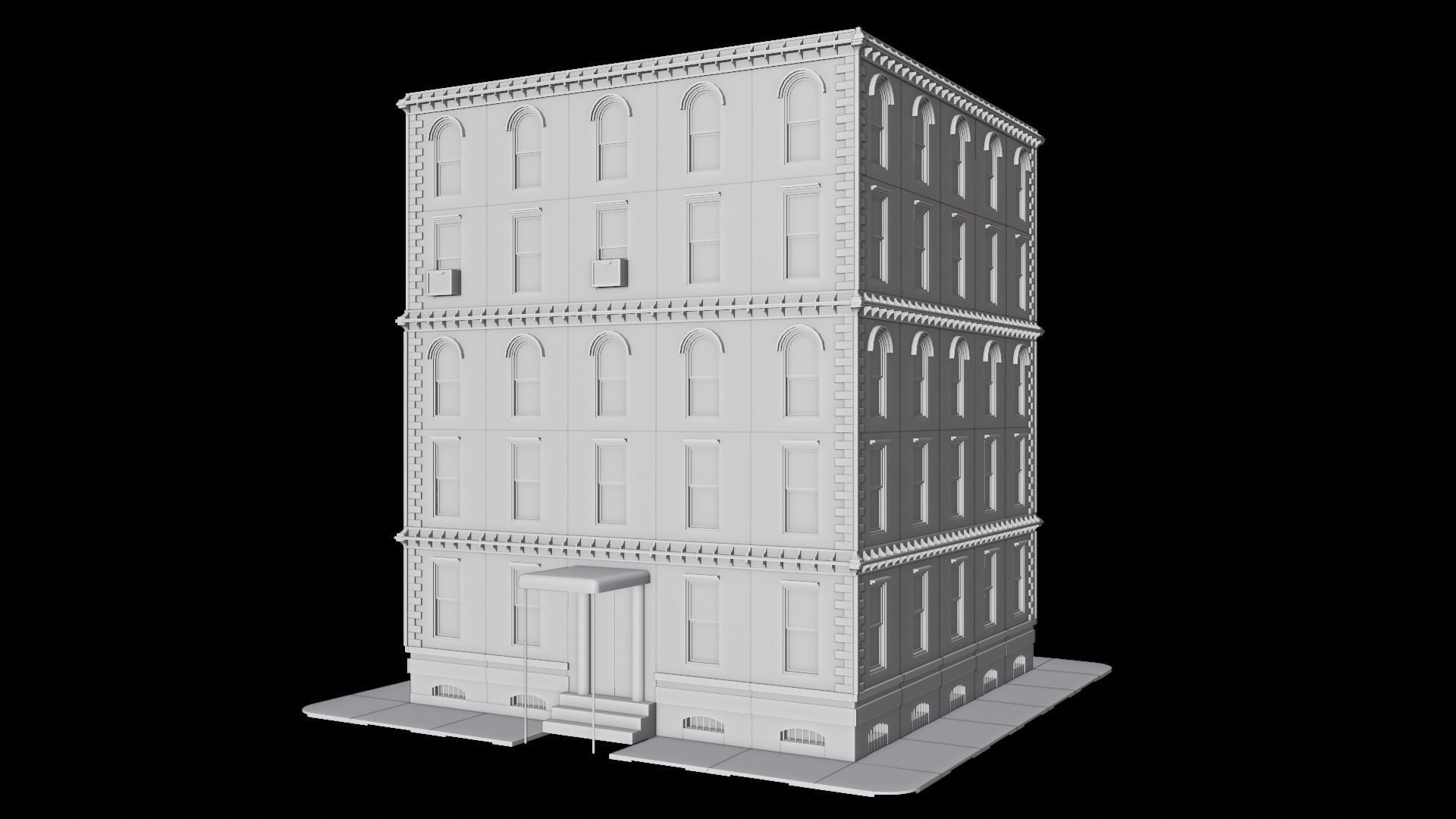 Standard building Low-poly 3D model_9