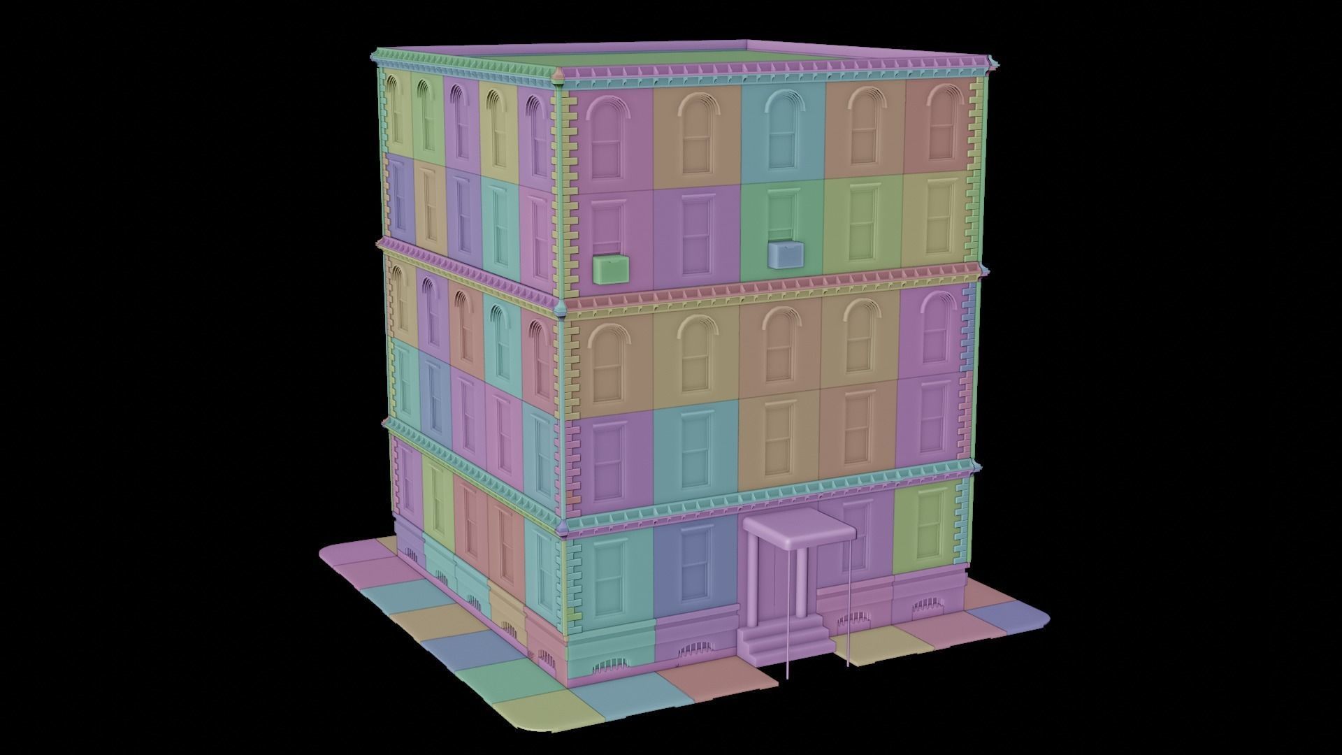 Standard building Low-poly 3D model_11