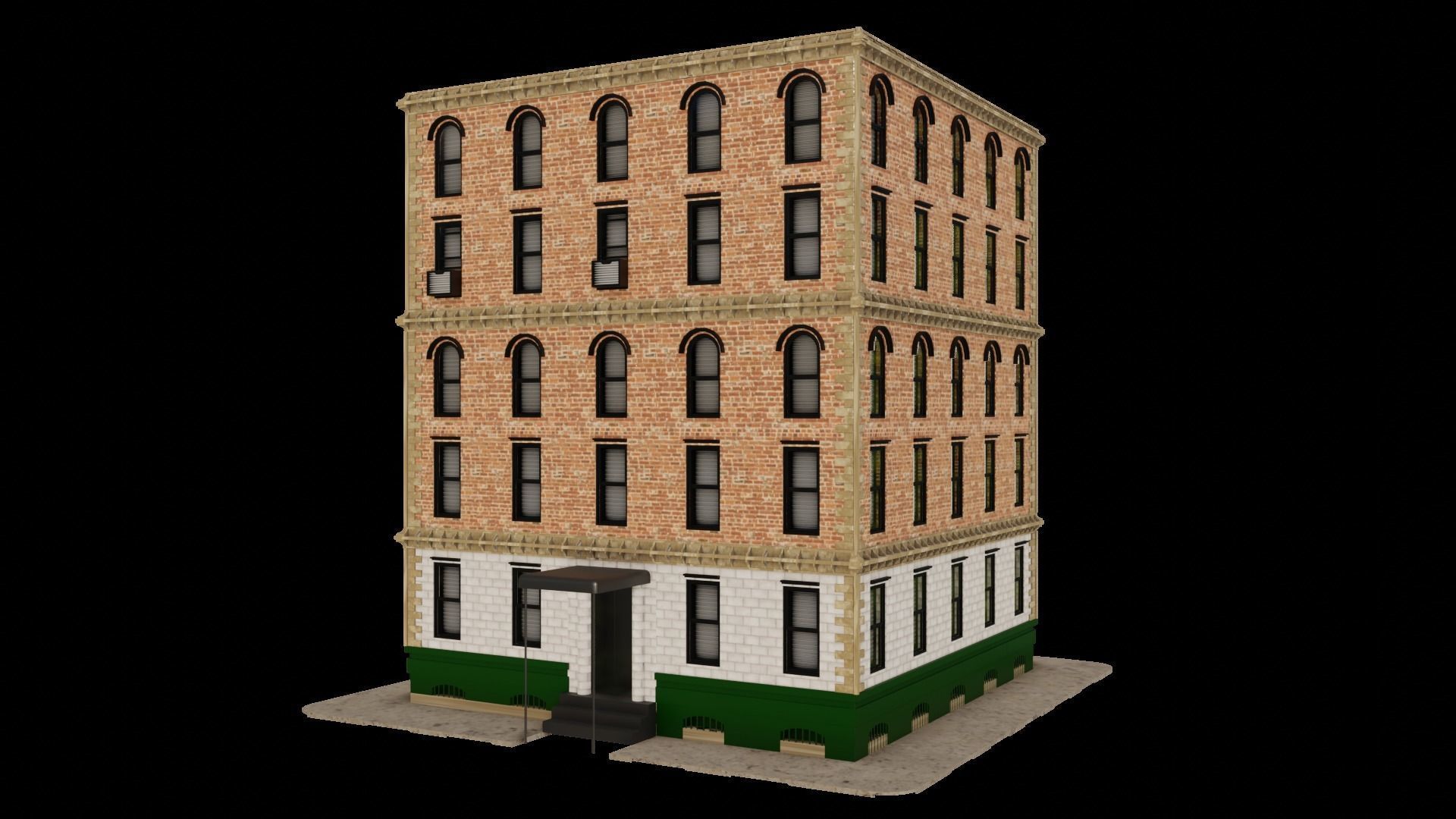 Standard building Low-poly 3D model_2