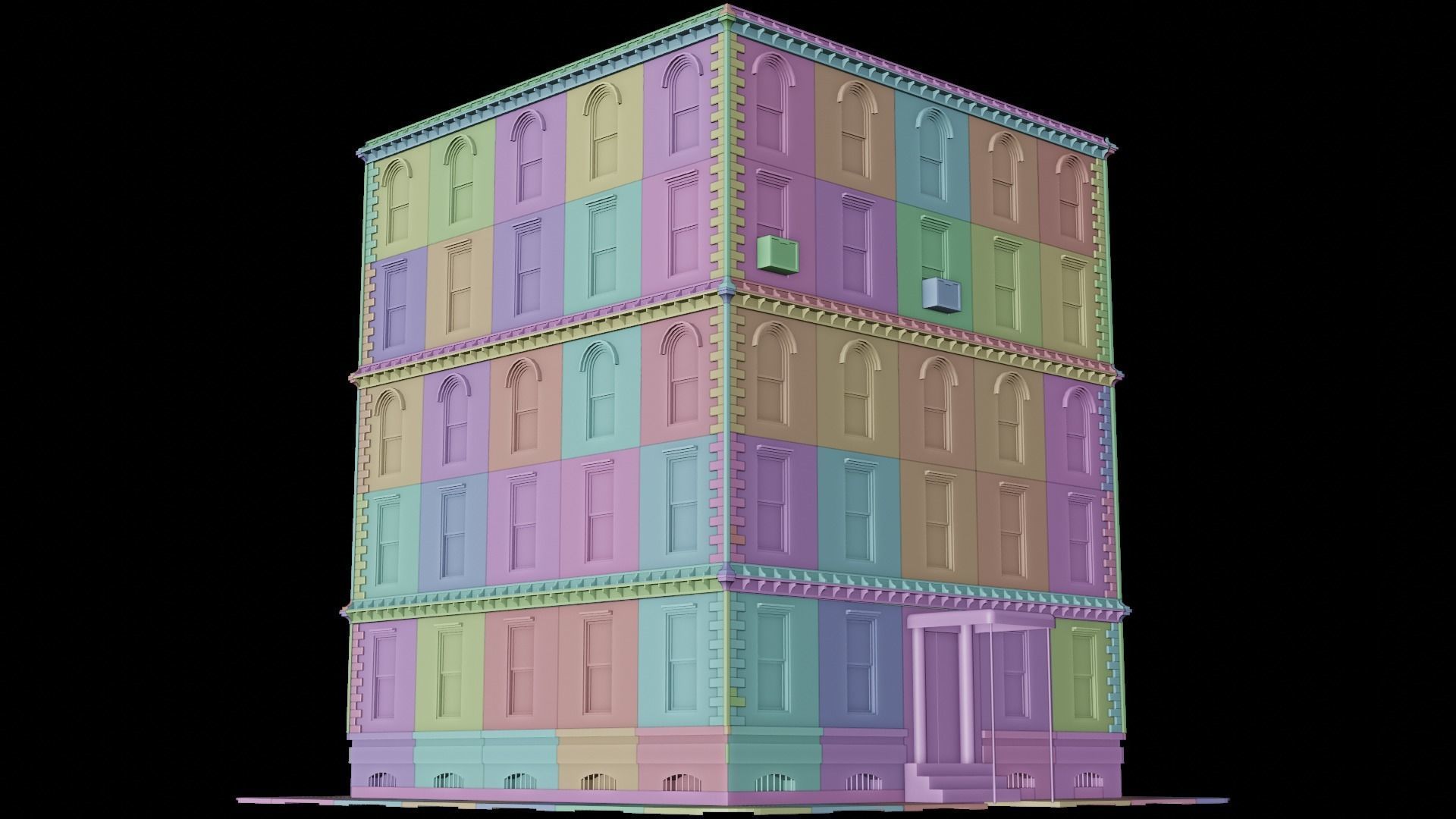 Standard building Low-poly 3D model_12