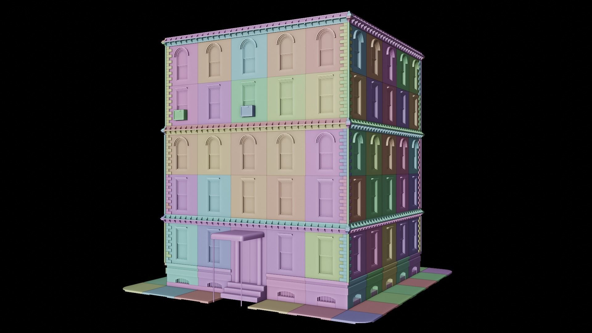 Standard building Low-poly 3D model_10