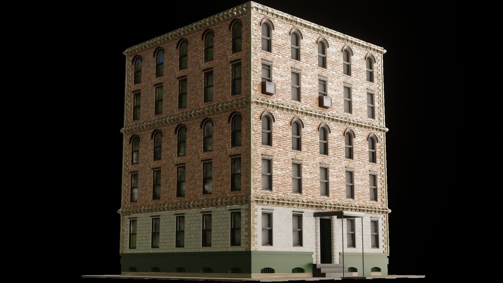 Standard building Low-poly 3D model_1