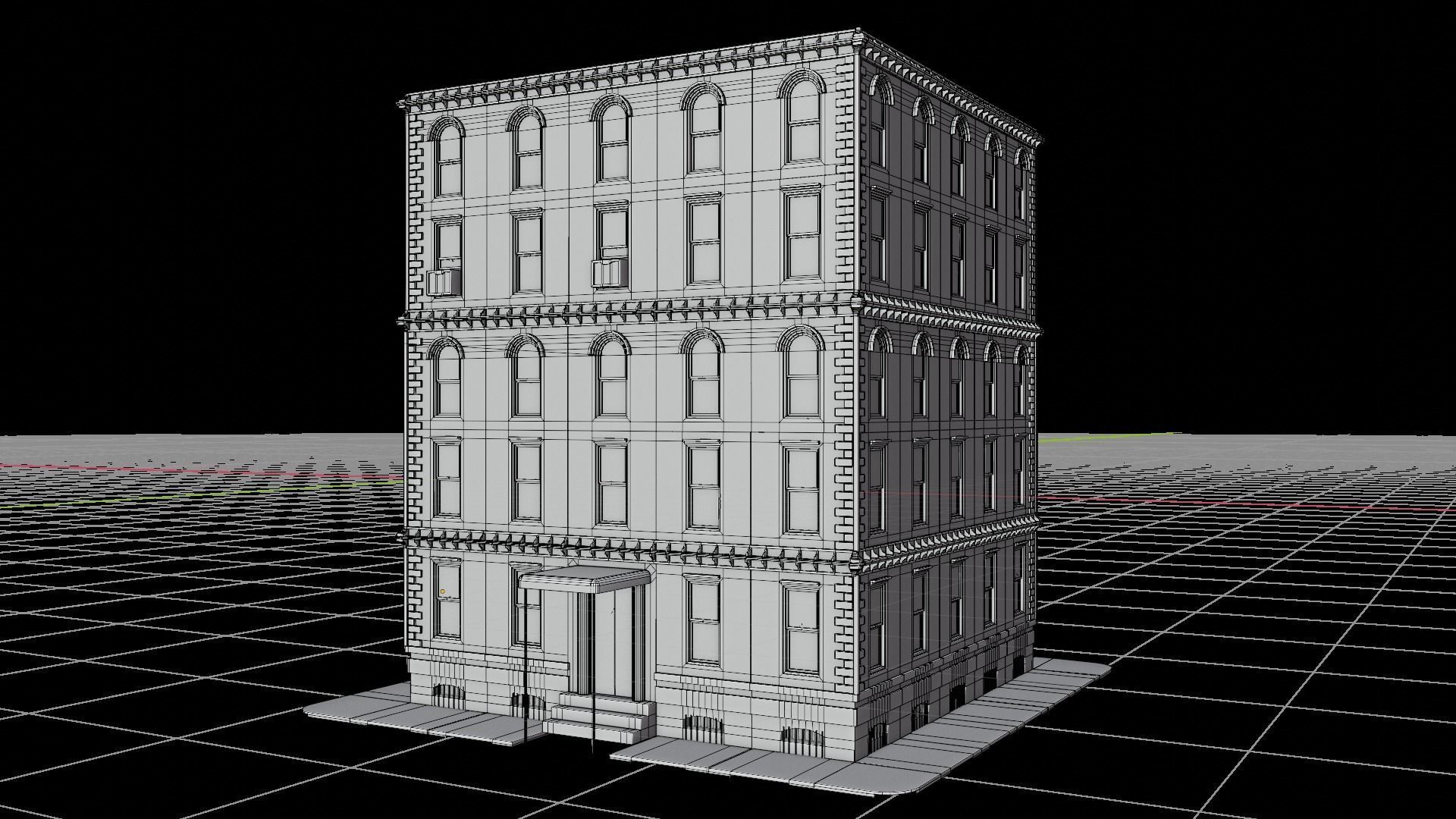 Standard building Low-poly 3D model_6