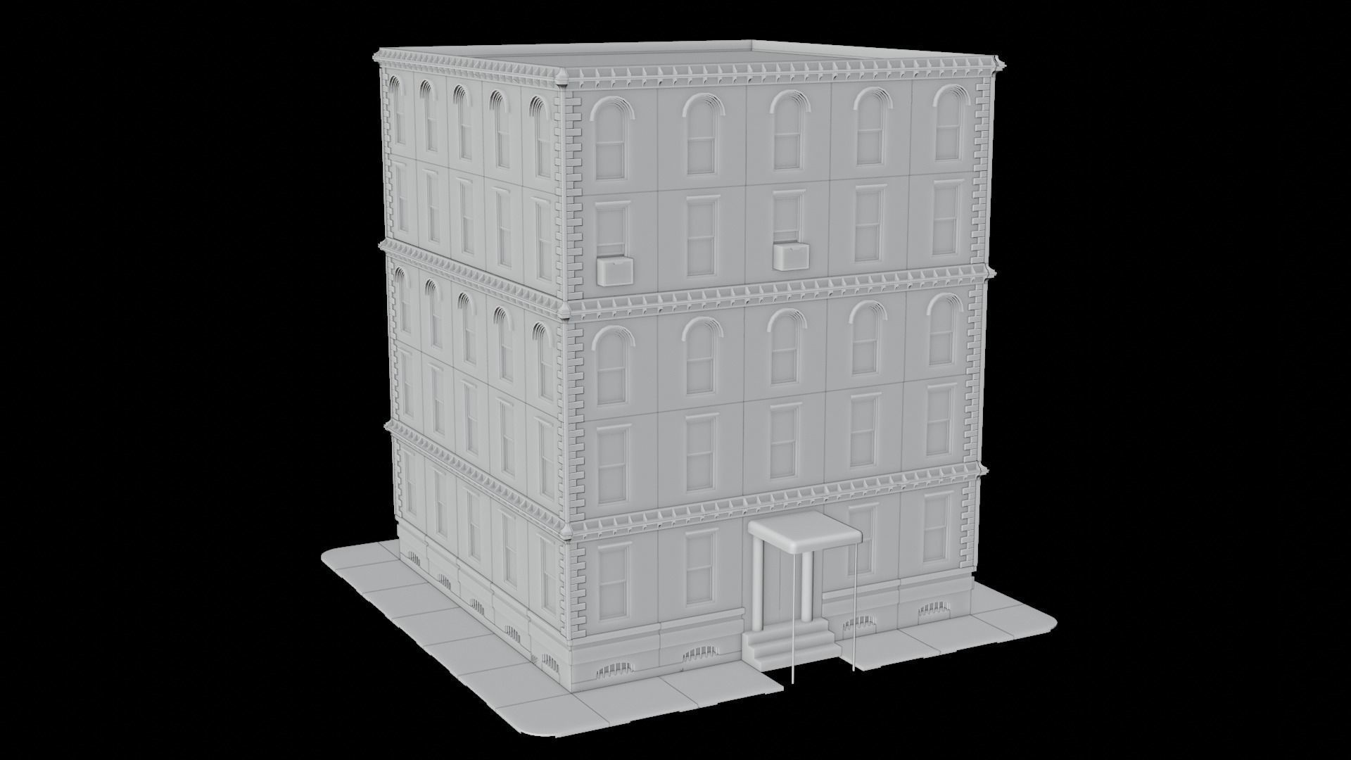 Standard building Low-poly 3D model_7