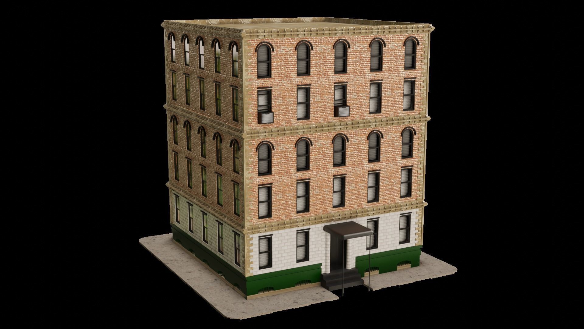 Standard building Low-poly 3D model_3