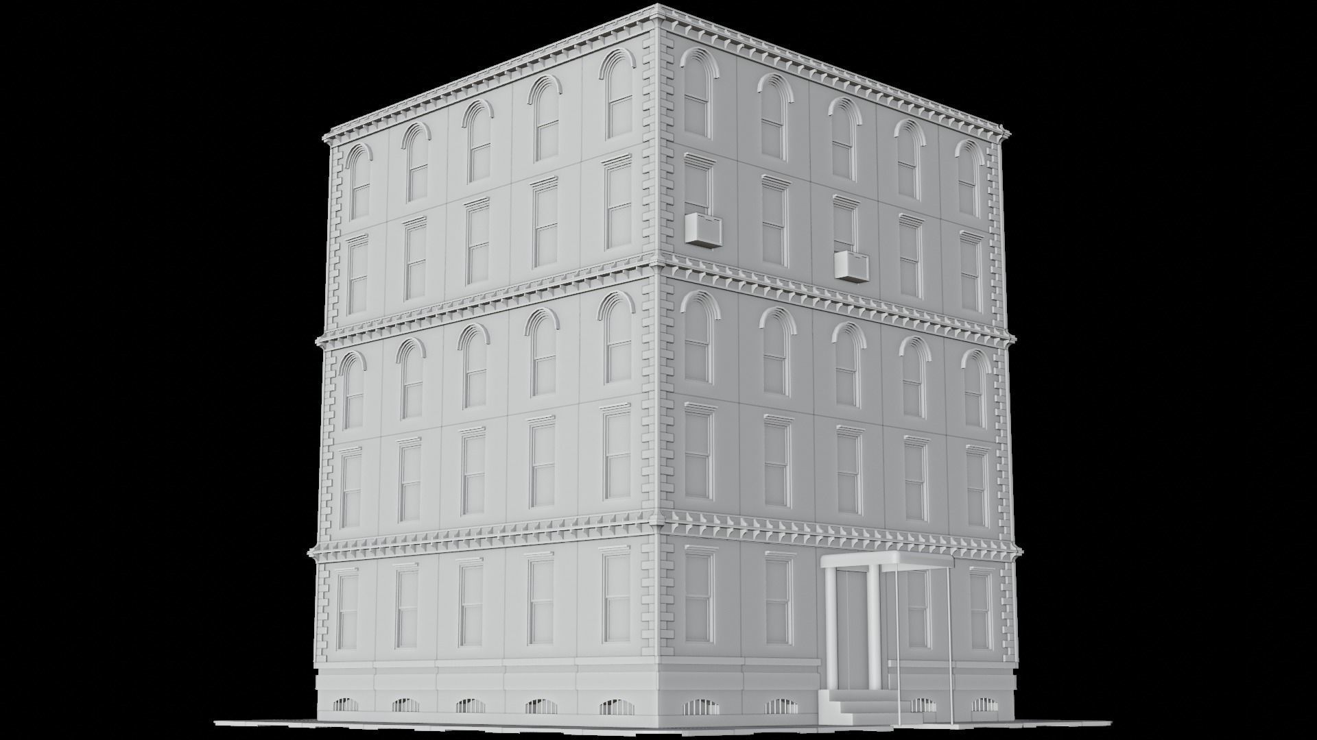 Standard building Low-poly 3D model_8
