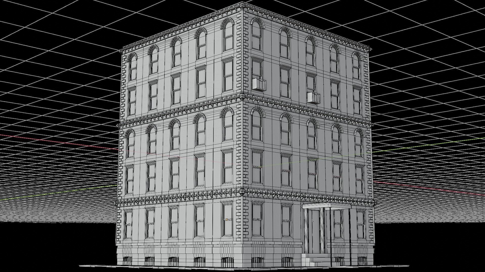 Standard building Low-poly 3D model_5