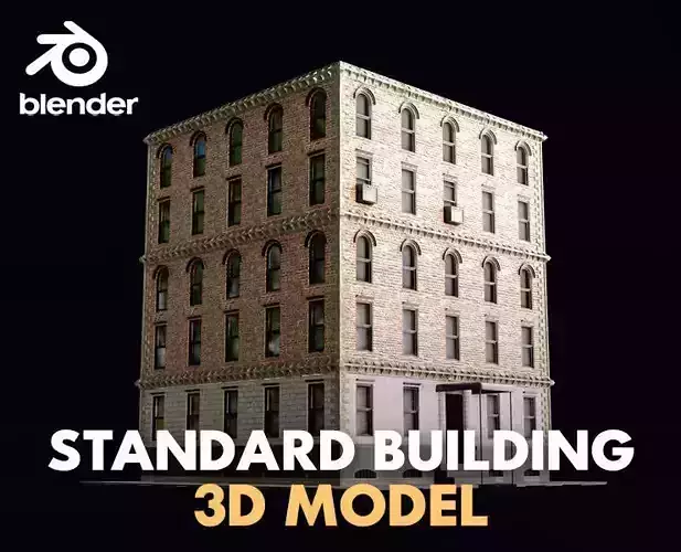Standard building Low-poly 3D model