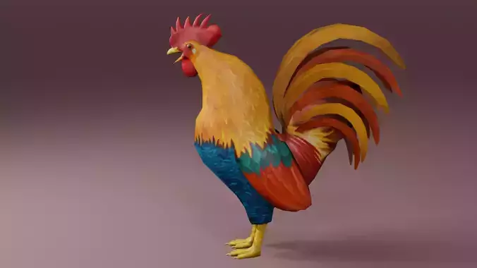 Low Poly Rooster Rigged with Animation Low-poly 3D model Low Poly Rooster Rigged with Animation Low-poly 3D model