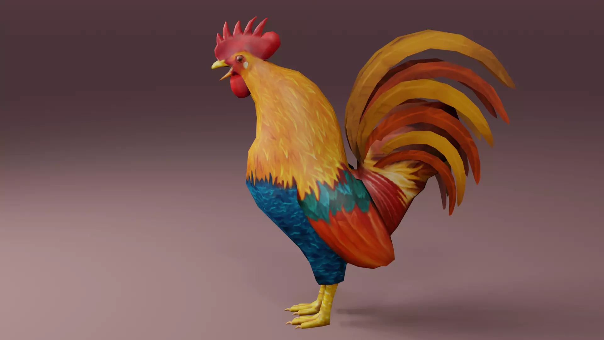 Low Poly Rooster Rigged with Animation Low-poly 3D model_0